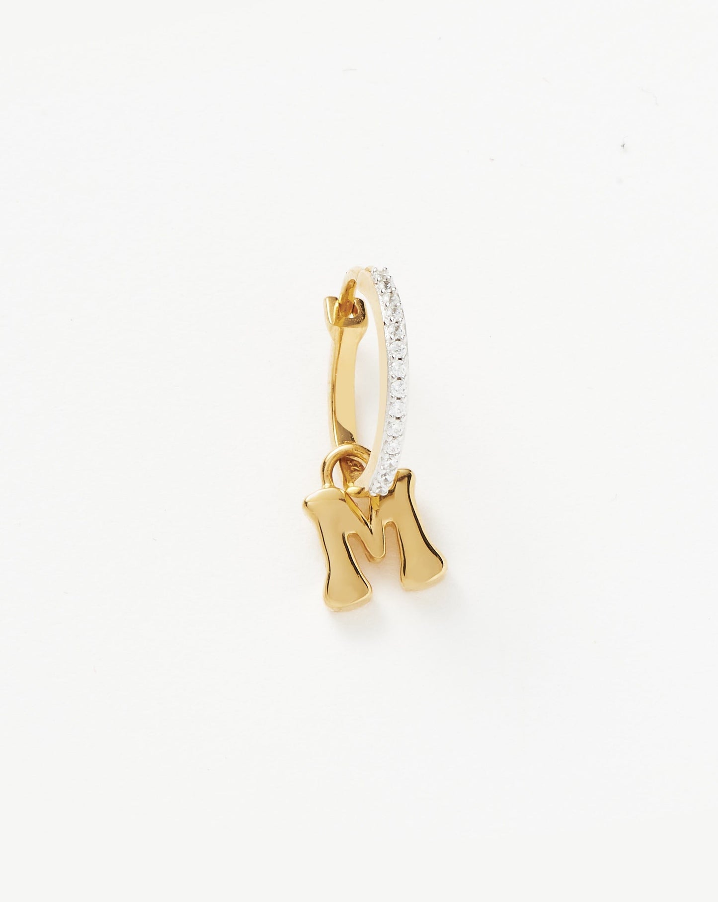 Initial Single Charm Hoop Earring - Initial M | 18ct Gold Vermeil