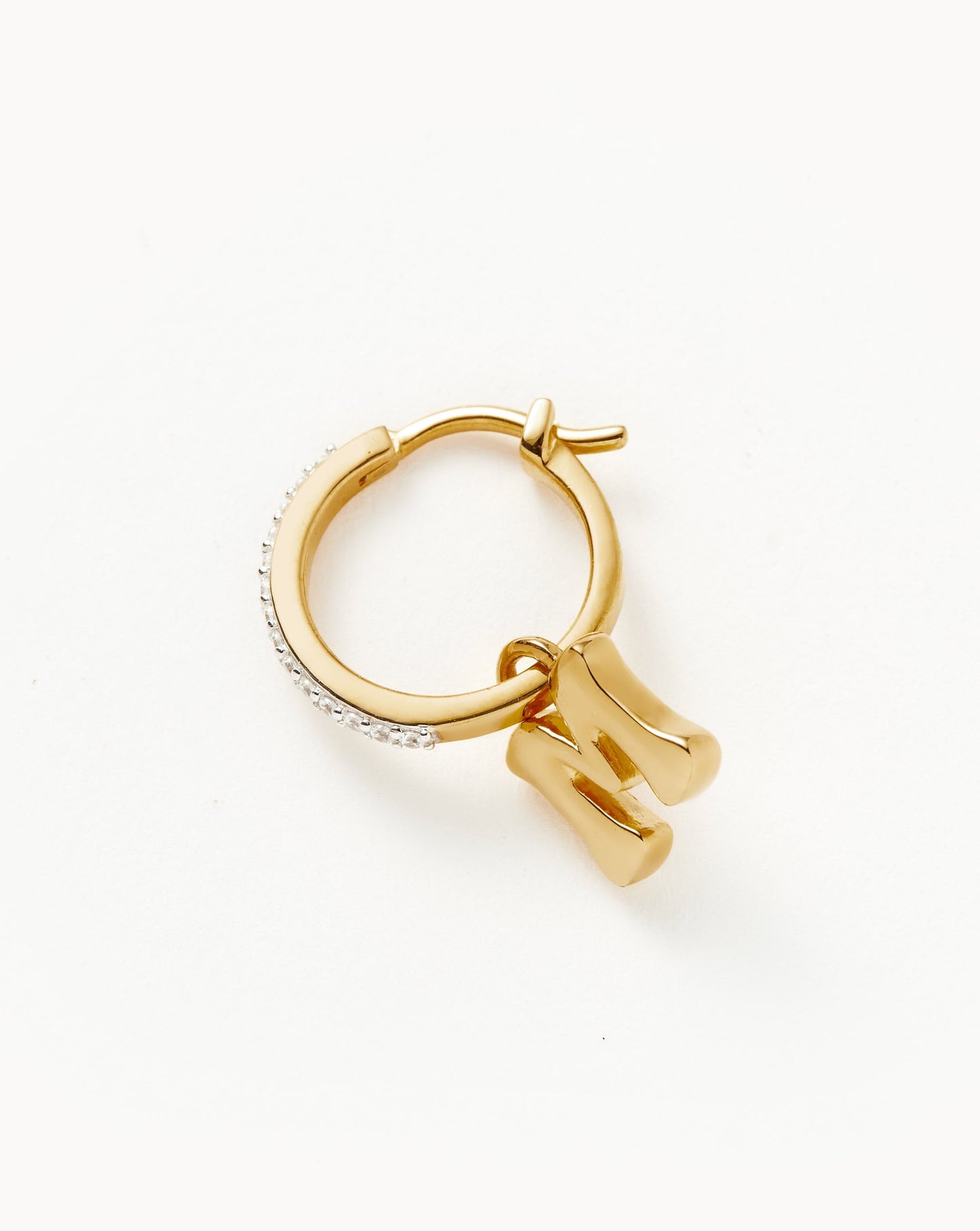 Initial Single Charm Hoop Earring - Initial M | 18ct Gold Vermeil