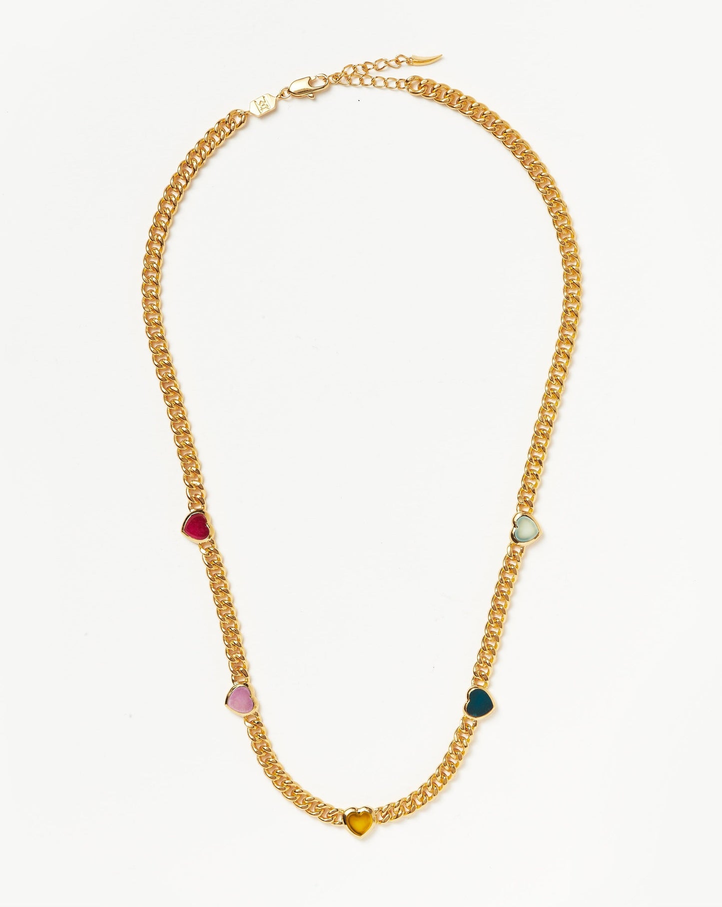 Jelly Heart Gemstone Charm Necklace | 18ct Gold Plated/Multi Quartz