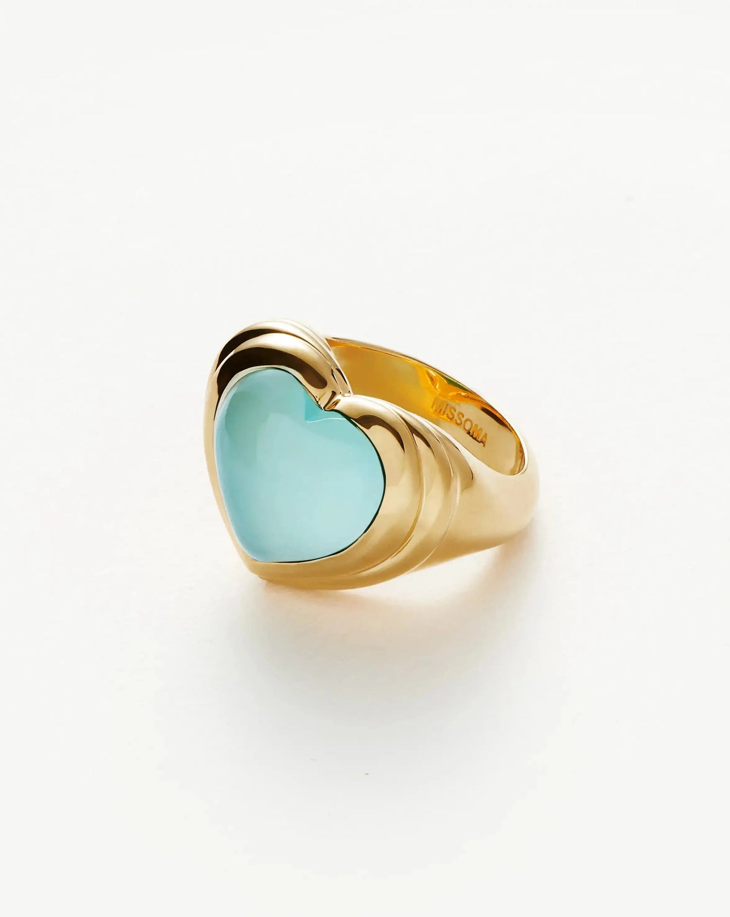 Jelly Heart Gemstone Ring | 18ct Gold Plated/Aqua Chalcedony