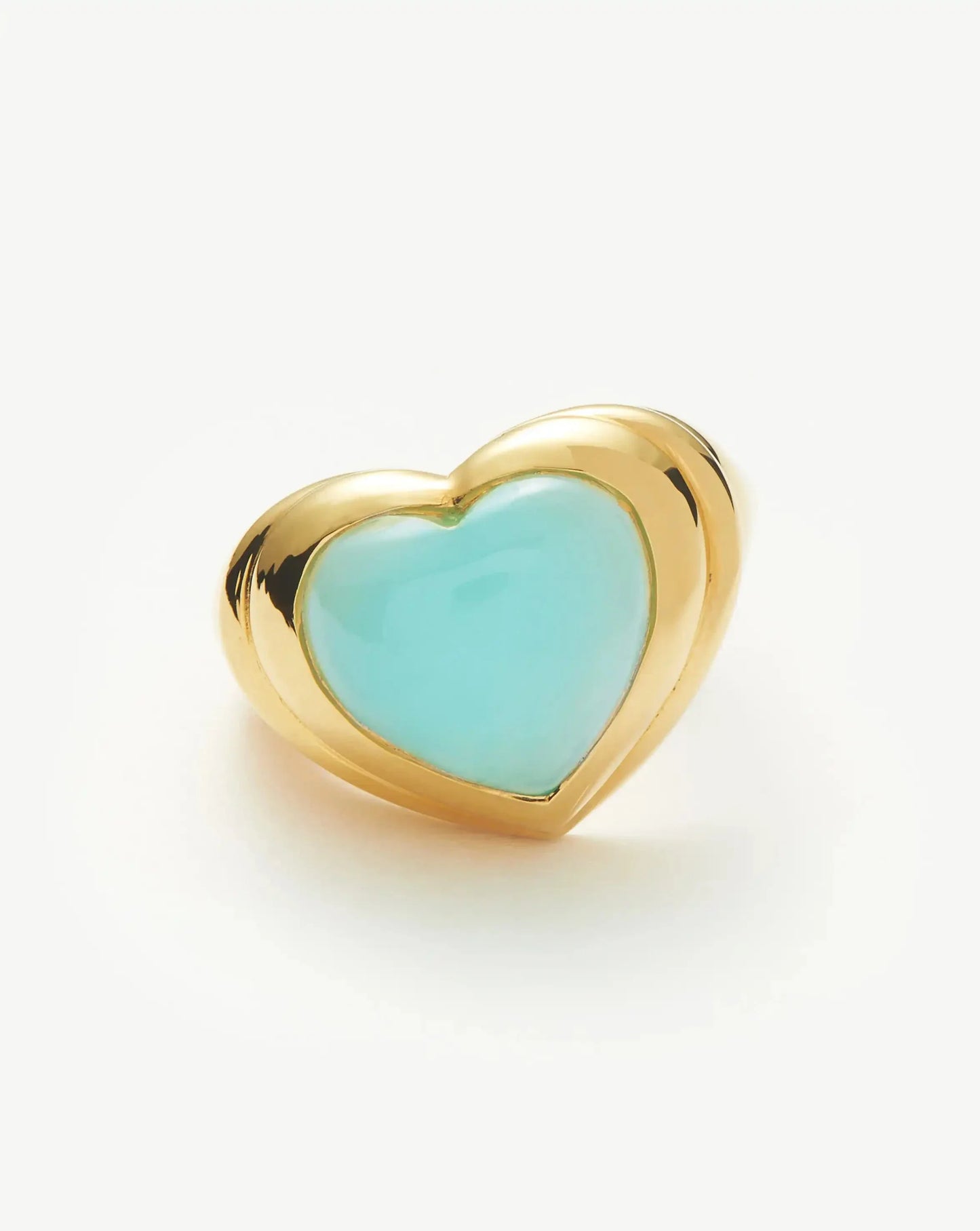 Jelly Heart Gemstone Ring | 18ct Gold Plated/Aqua Chalcedony
