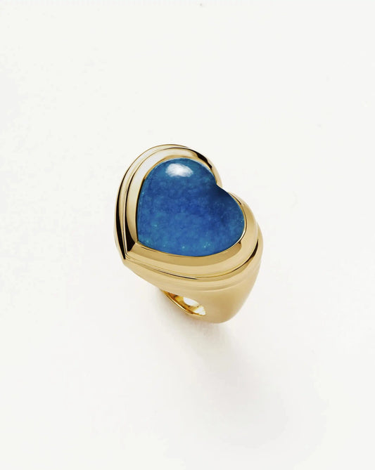 Jelly Heart Gemstone Ring | 18ct Gold Plated/Blue Quartz