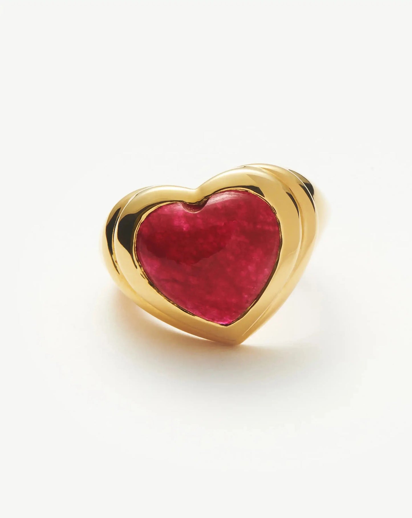 Jelly Heart Gemstone Ring | 18ct Gold Plated/Pink Quartz