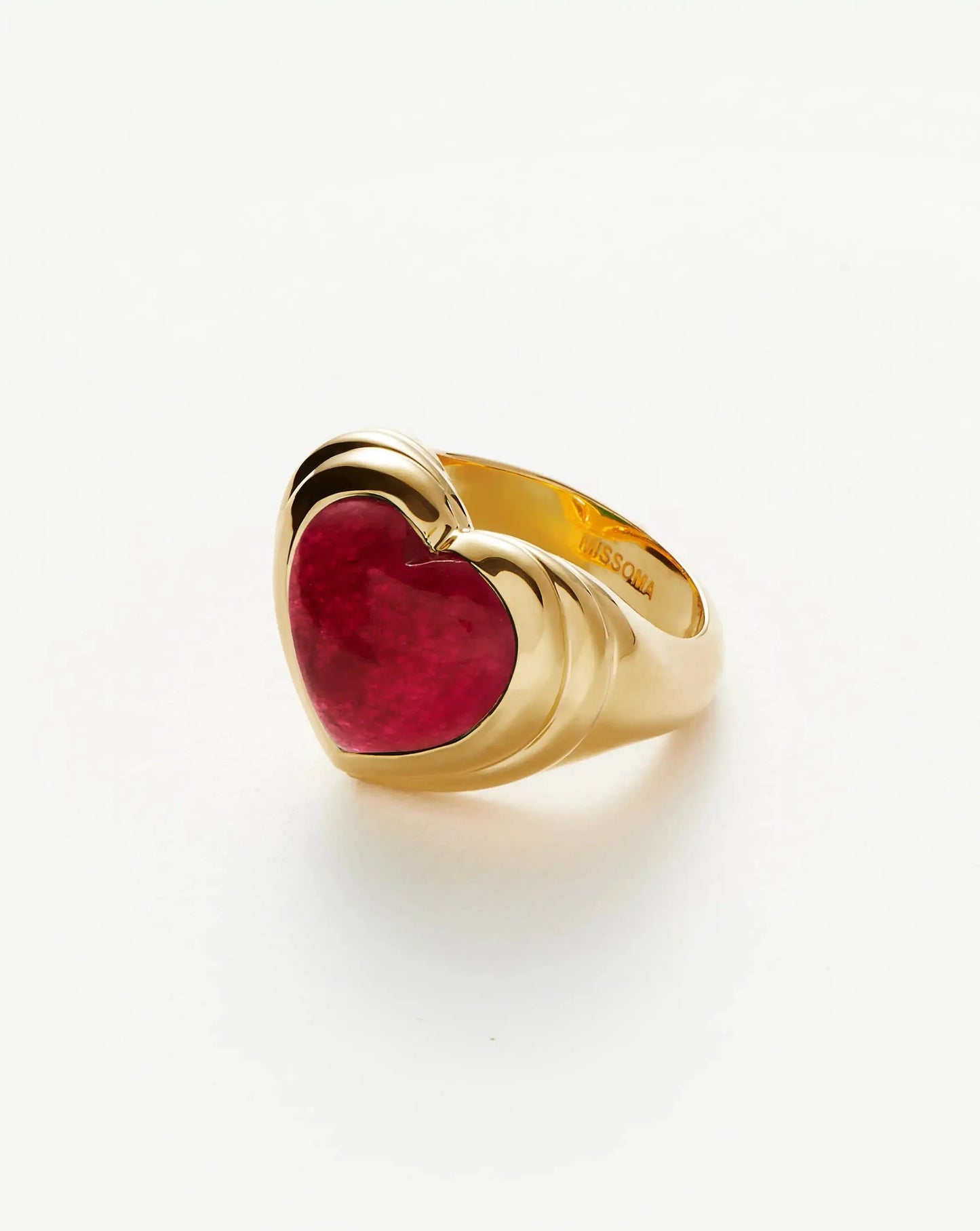 Jelly Heart Gemstone Ring | 18ct Gold Plated/Pink Quartz