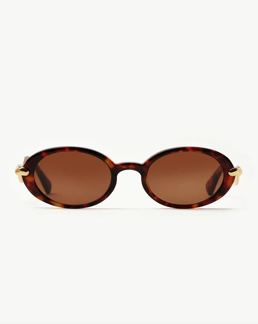 Jimmy Fairly Elvissa Oval Sunglasses | Gold Plated/Brown Tortoise