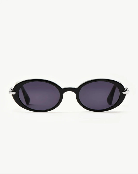 Jimmy Fairly Elvissa Oval Sunglasses | Silver Plated/Black