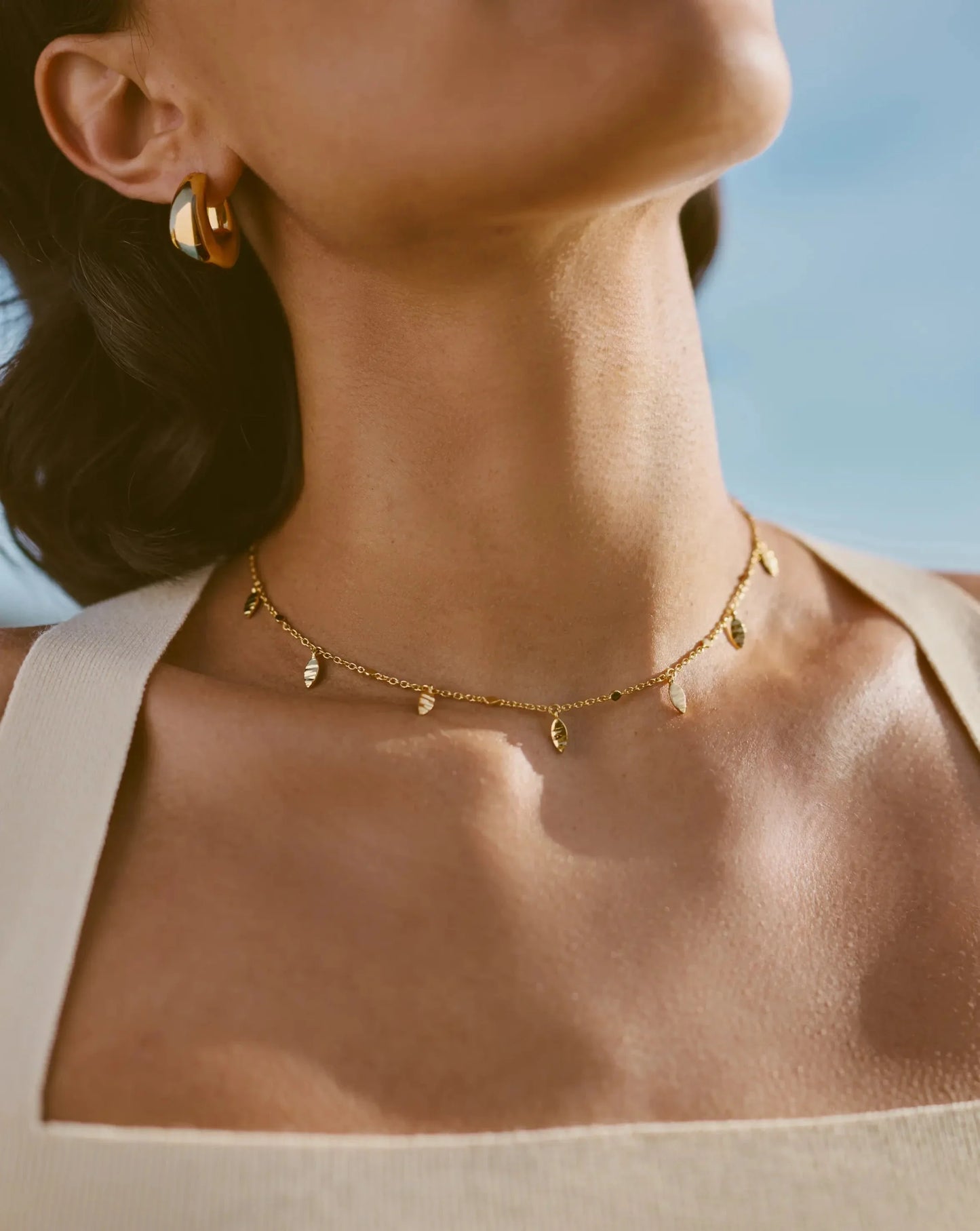 Leaf Charm Choker | 18ct Gold Vermeil