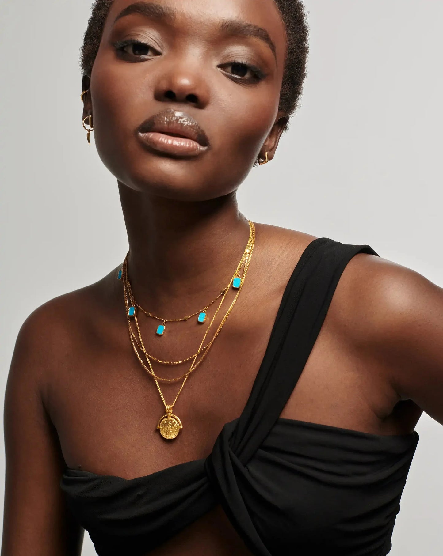 Lena Charm Choker | 18ct Gold Plated/Turquoise