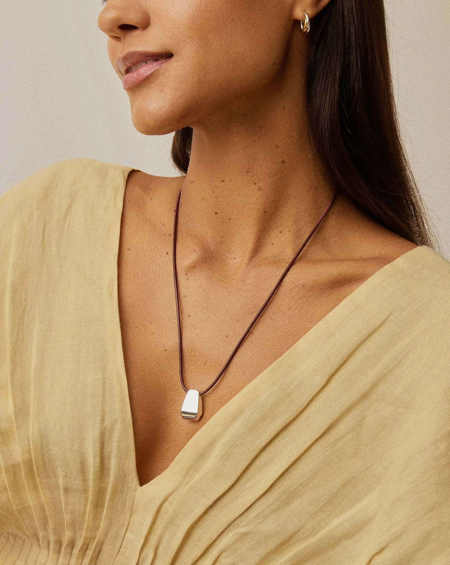 Lucy Williams Arco Cord Necklace | Silver Plated