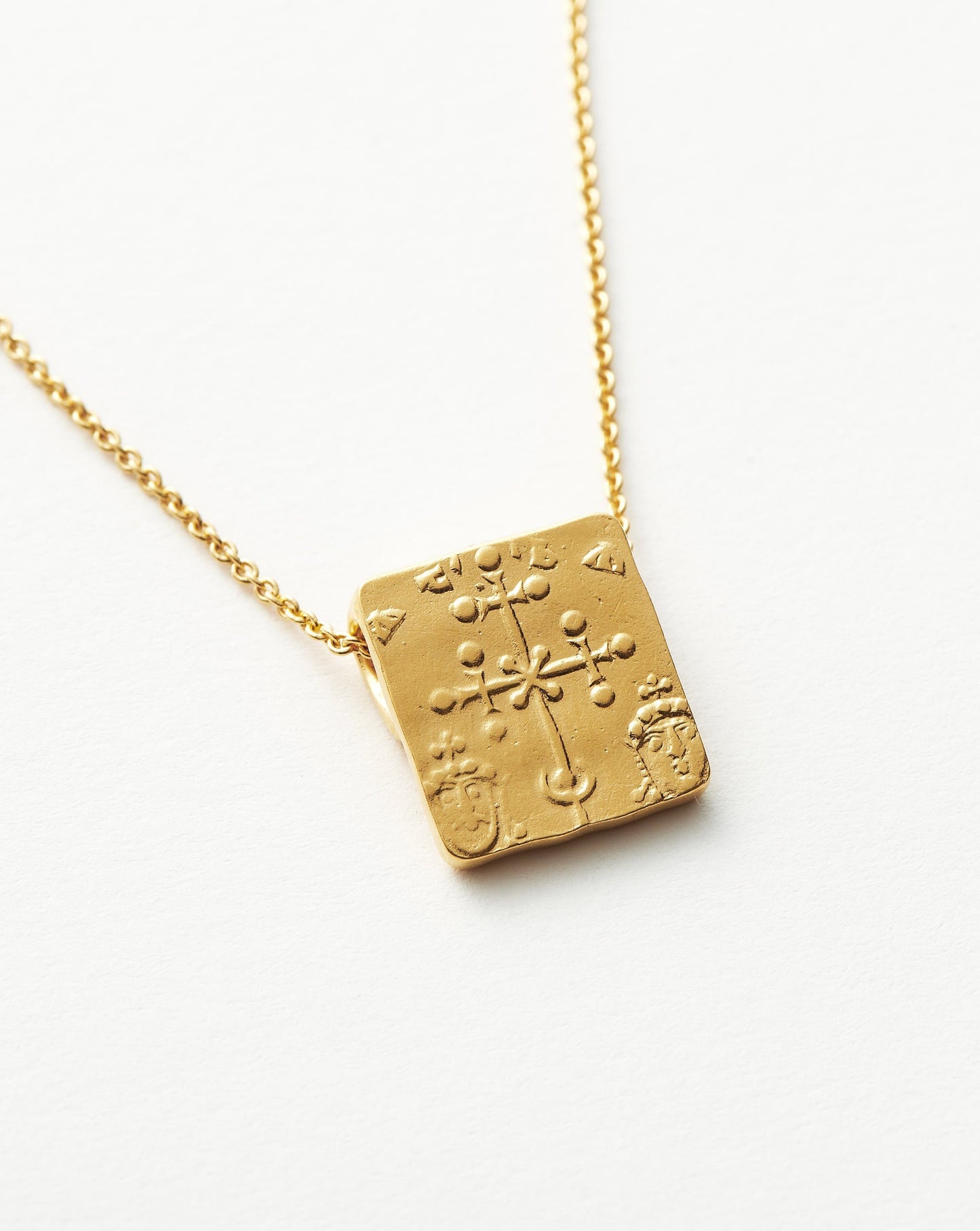 Lucy Williams Byzantine Square Coin Pendant Necklace | 18ct Gold Vermeil