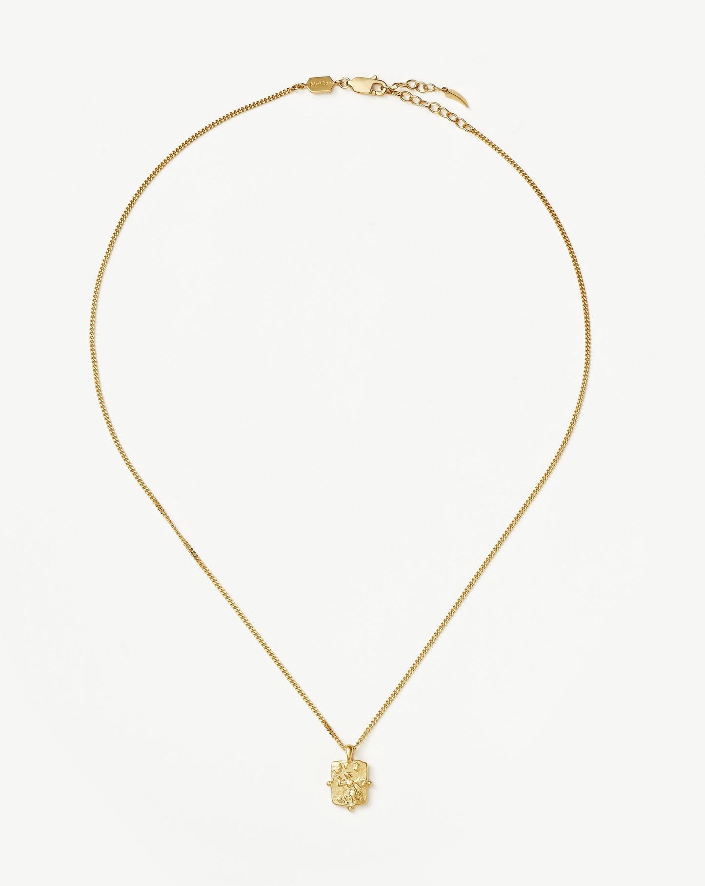 Lucy Williams Engravable Beaded Square Coin Pendant Necklace | 18ct Gold Vermeil