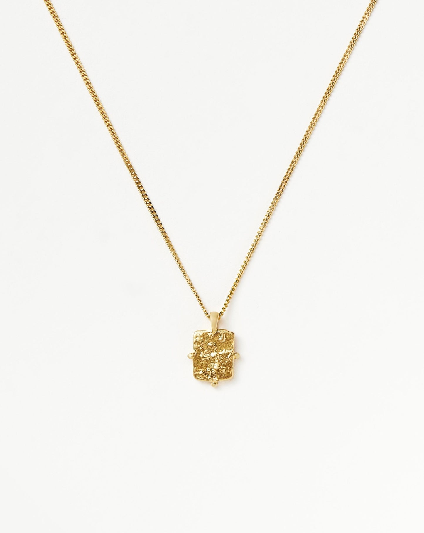 Lucy Williams Engravable Beaded Square Coin Pendant Necklace | 18ct Gold Vermeil