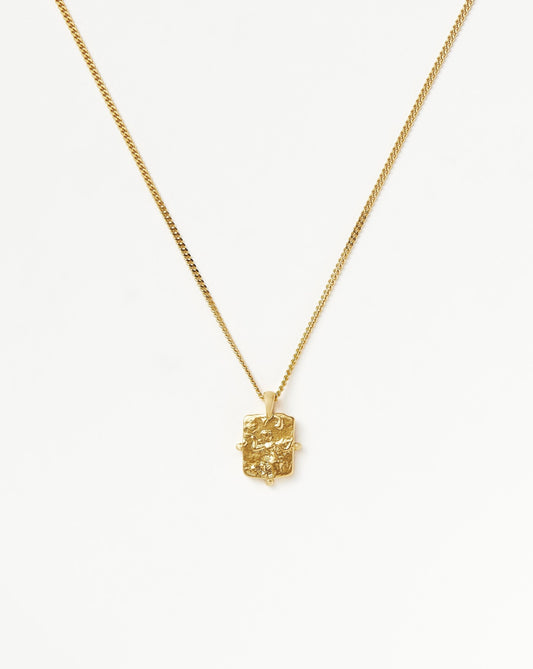 Lucy Williams Engravable Beaded Square Coin Pendant Necklace | 18ct Gold Vermeil