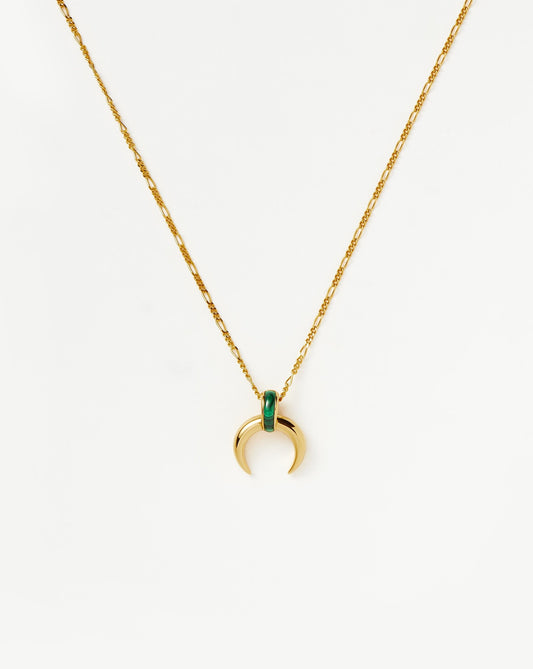 Lucy Williams Malachite Horn Pendant Necklace | 18ct Gold Vermeil/Malachite