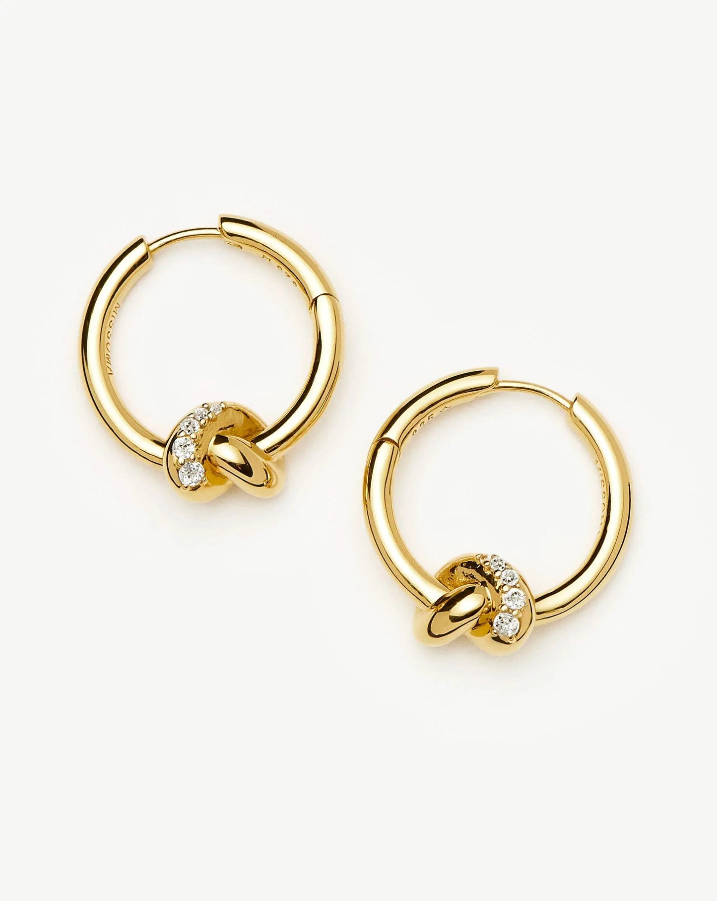 Lucy Williams Pavé Knot Small Hoop Earrings | 18ct Gold Plated