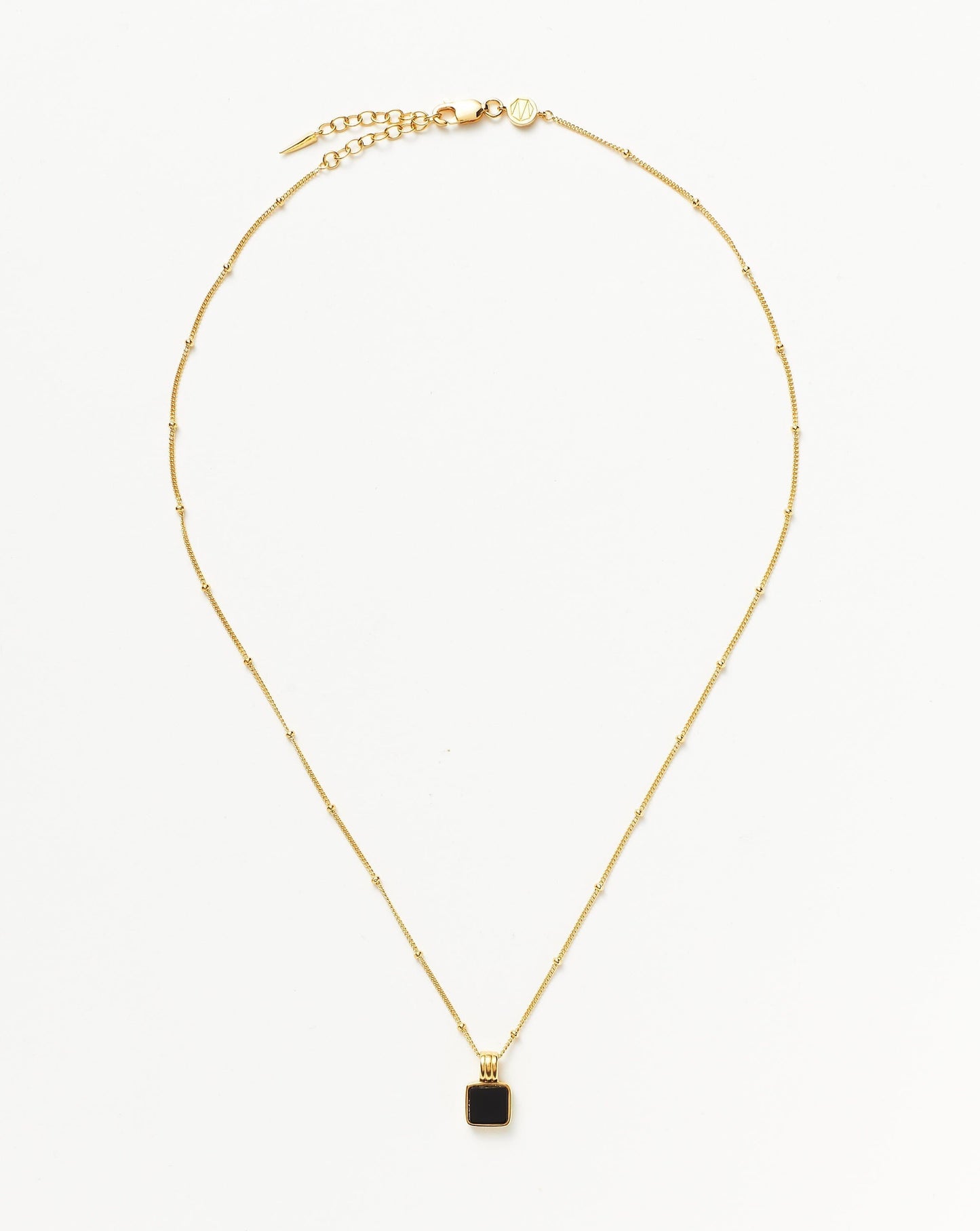 Lucy Williams Square Onyx Necklace | 18ct Gold Vermeil/Black Onyx