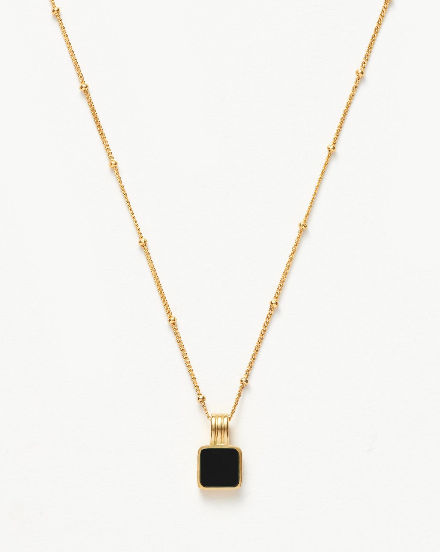 Lucy Williams Square Onyx Necklace | 18ct Gold Vermeil/Black Onyx