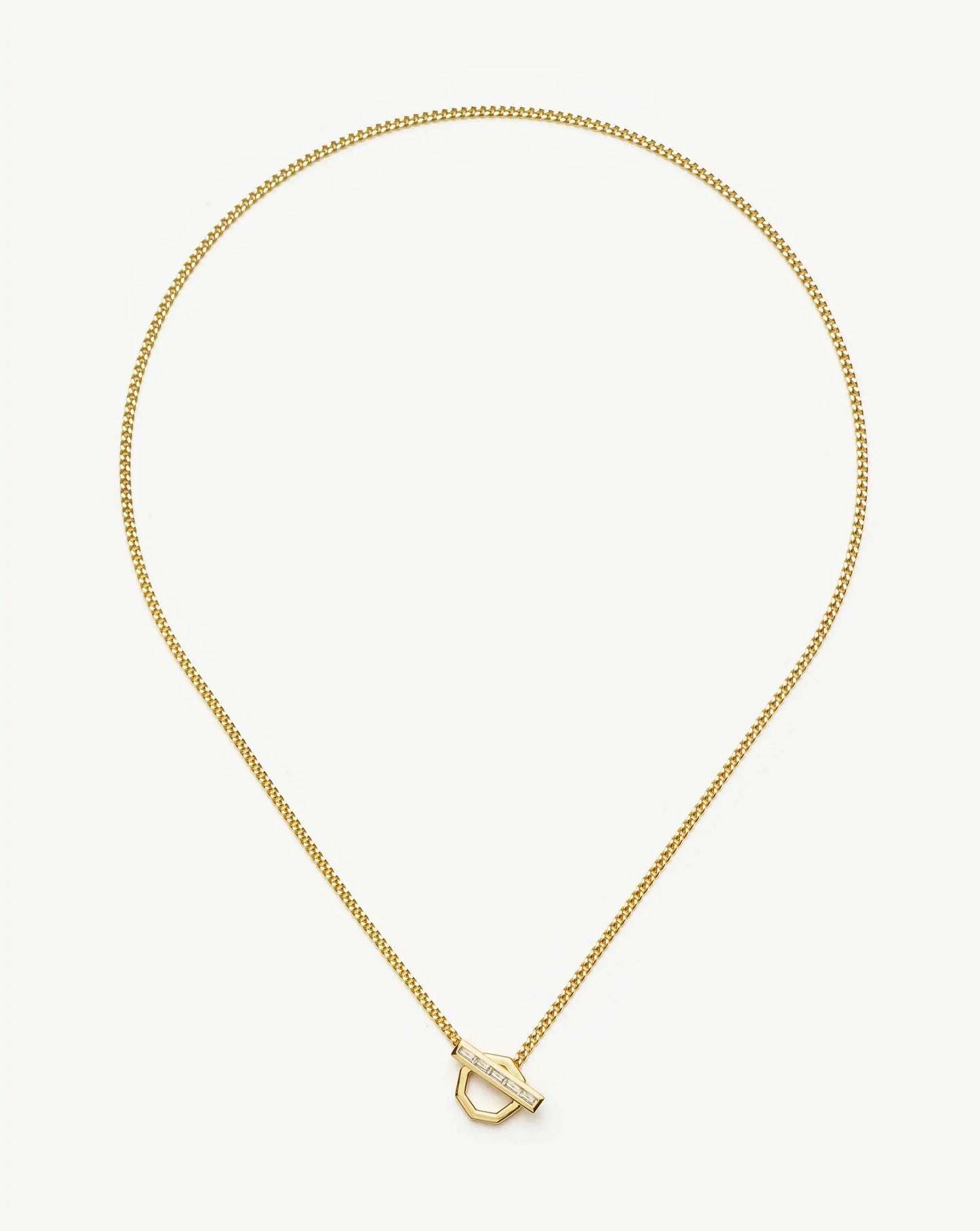 Lucy Williams T-Bar Hex Pendant Necklace | 18ct Gold Plated