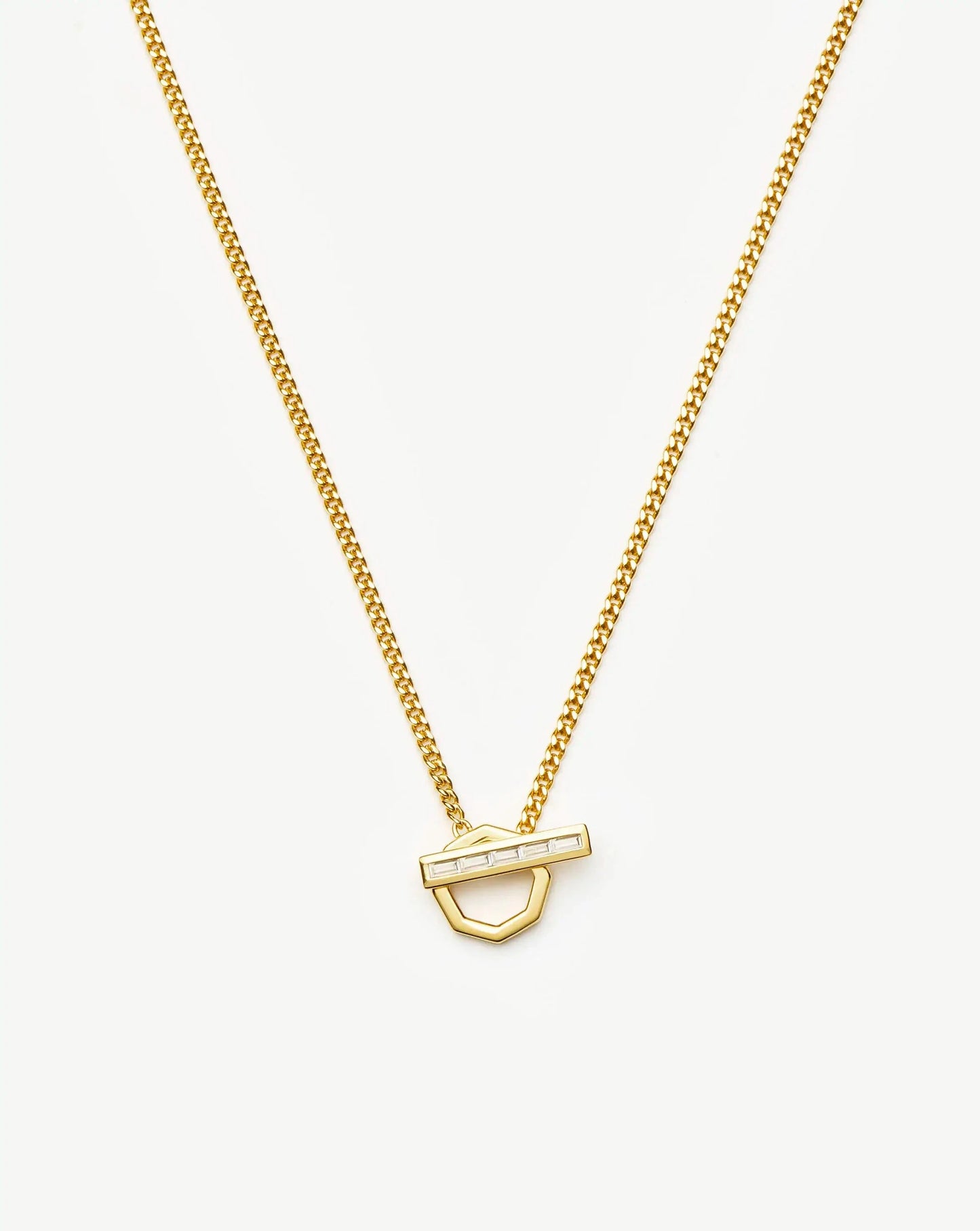 Lucy Williams T-Bar Hex Pendant Necklace | 18ct Gold Plated