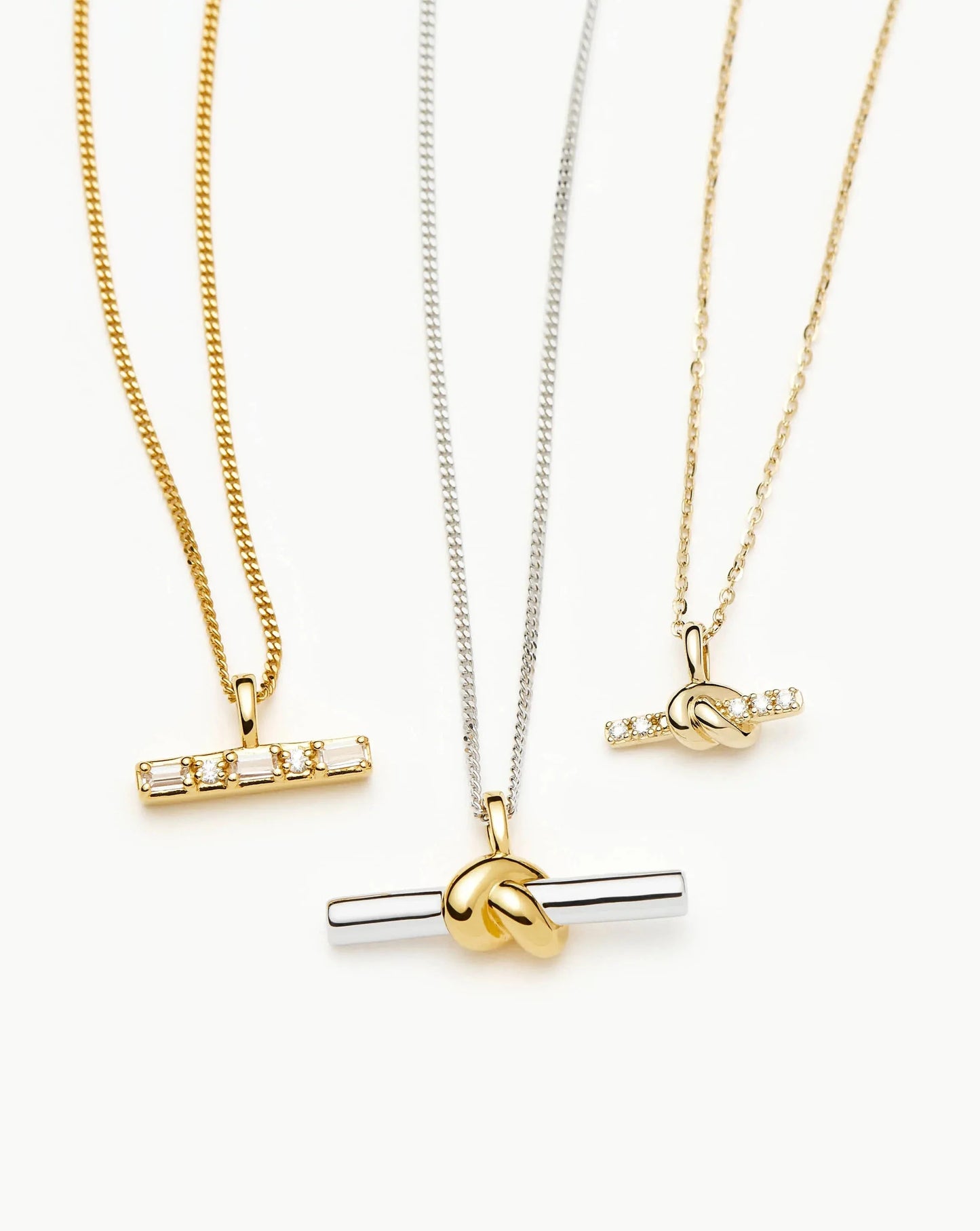 Lucy Williams T-Bar Stone Pendant Necklace | 18ct Gold Vermeil