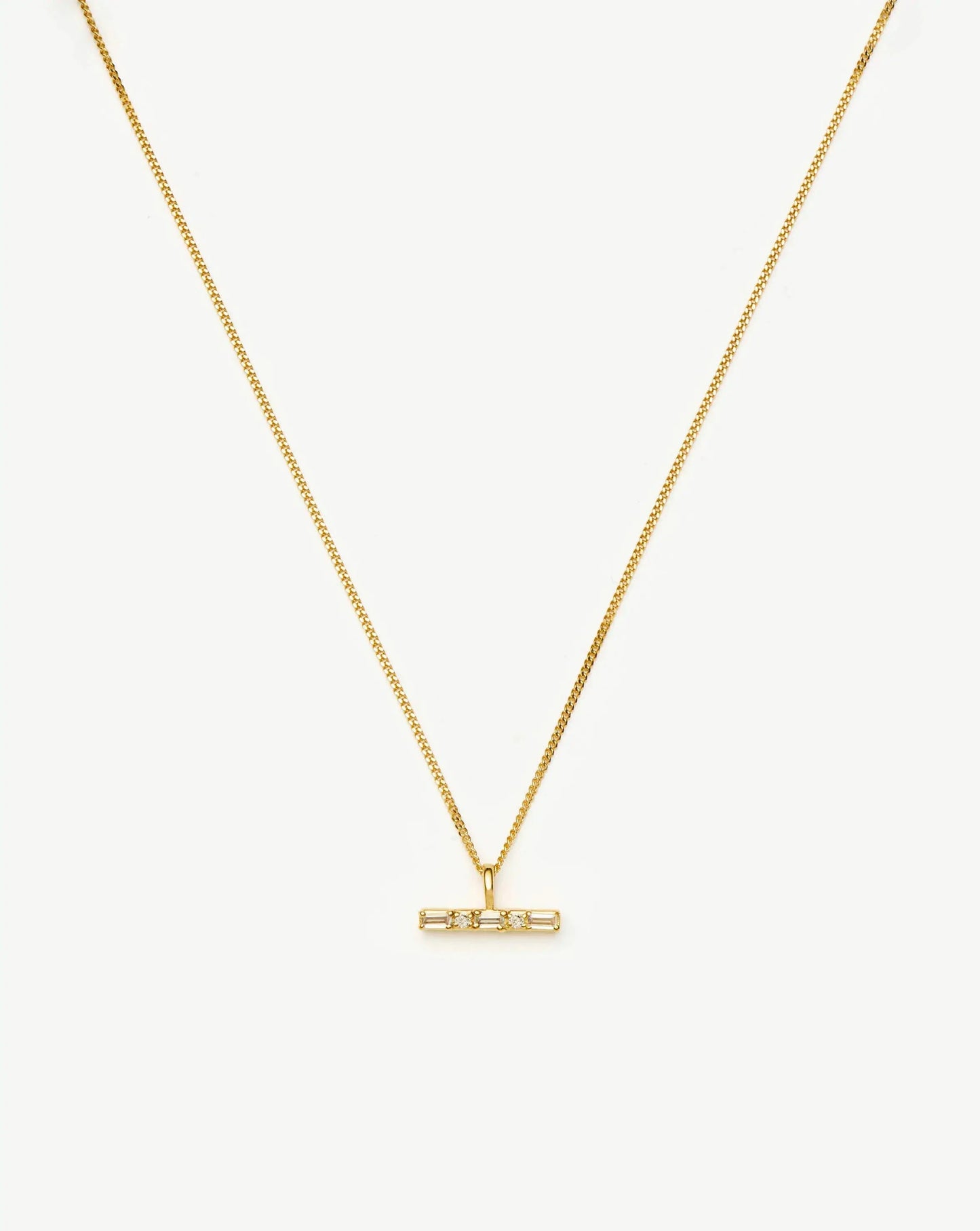 Lucy Williams T-Bar Stone Pendant Necklace | 18ct Gold Vermeil
