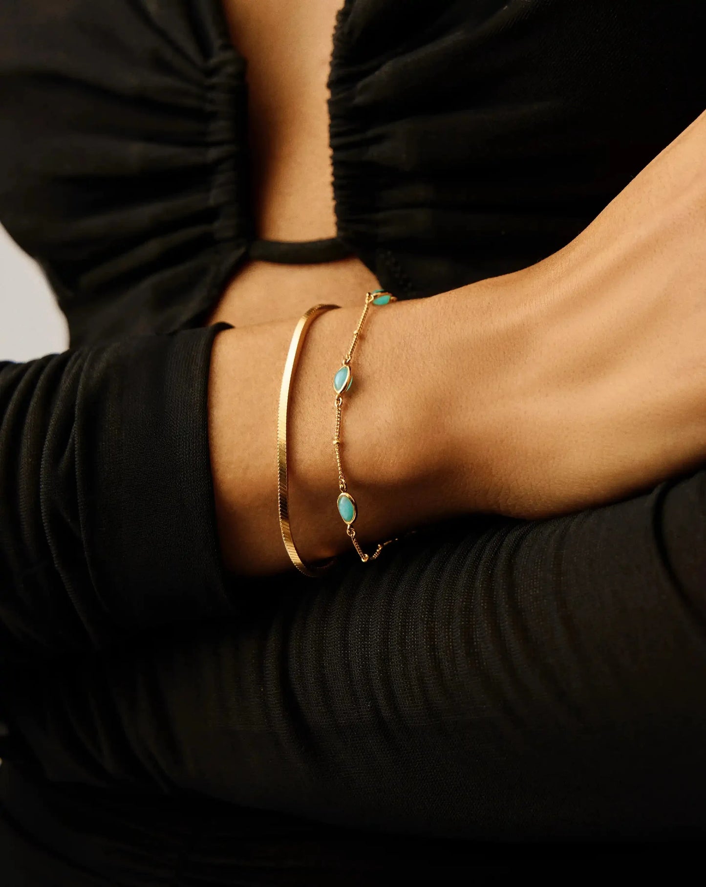 Magma Gemstone Charm Bracelet | 18ct Gold Vermeil/Amazonite