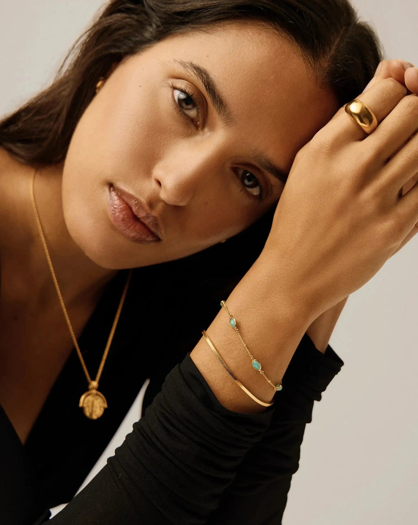 Magma Gemstone Charm Bracelet | 18ct Gold Vermeil/Amazonite
