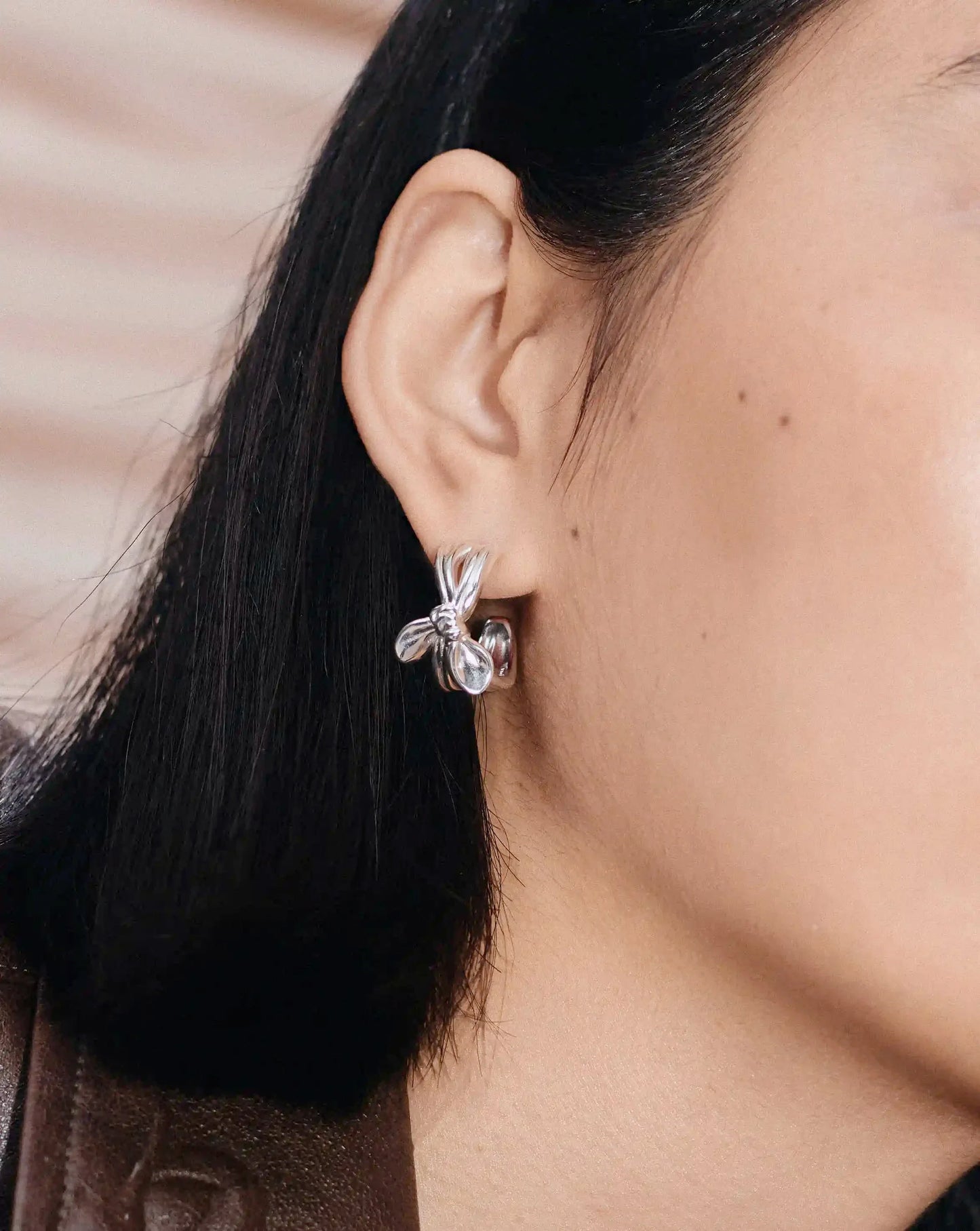 MARKGONG Bow Hoop Earrings | Silver Plated