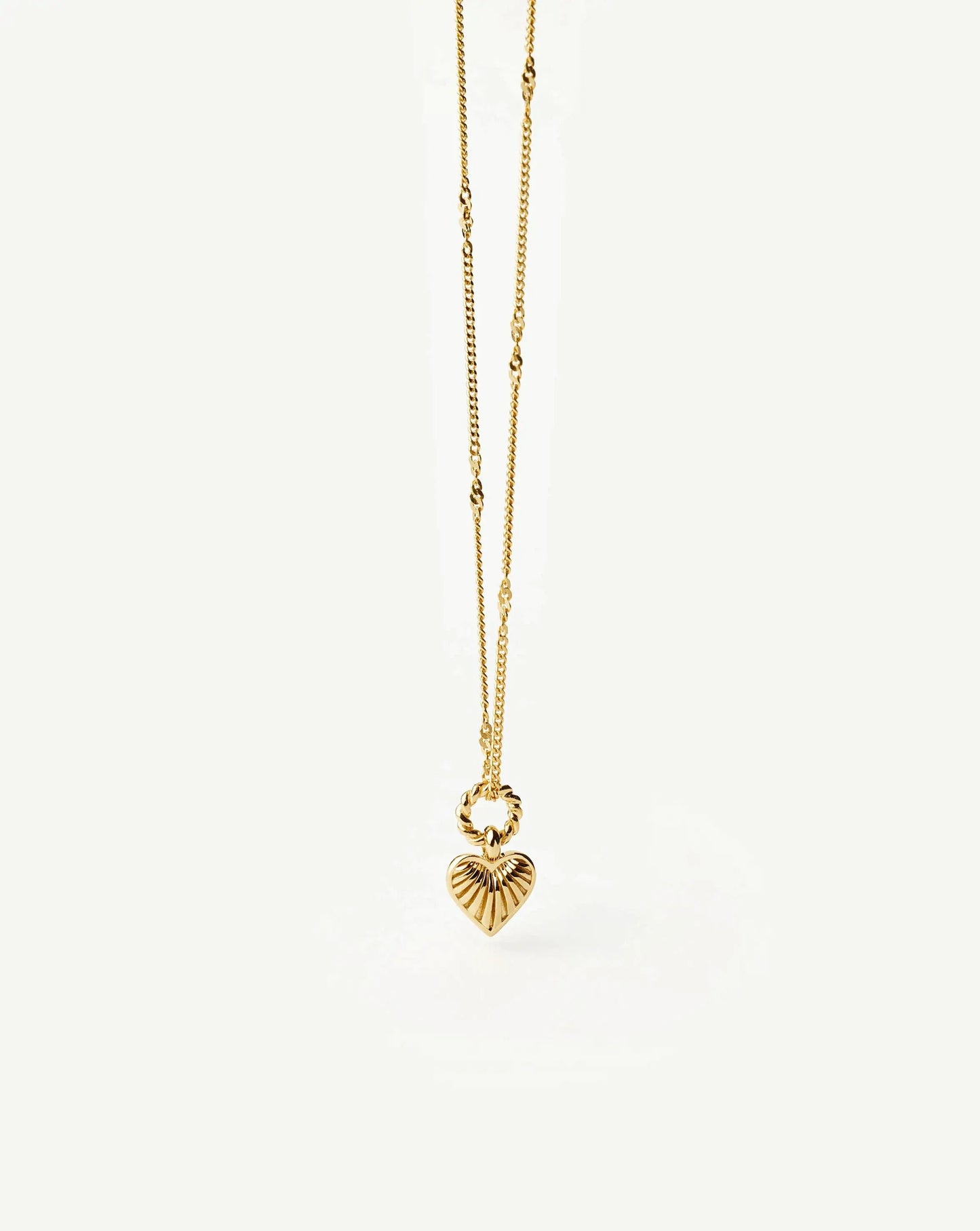Mini Ridge Heart Charm Pendant Necklace | 18ct Gold Plated