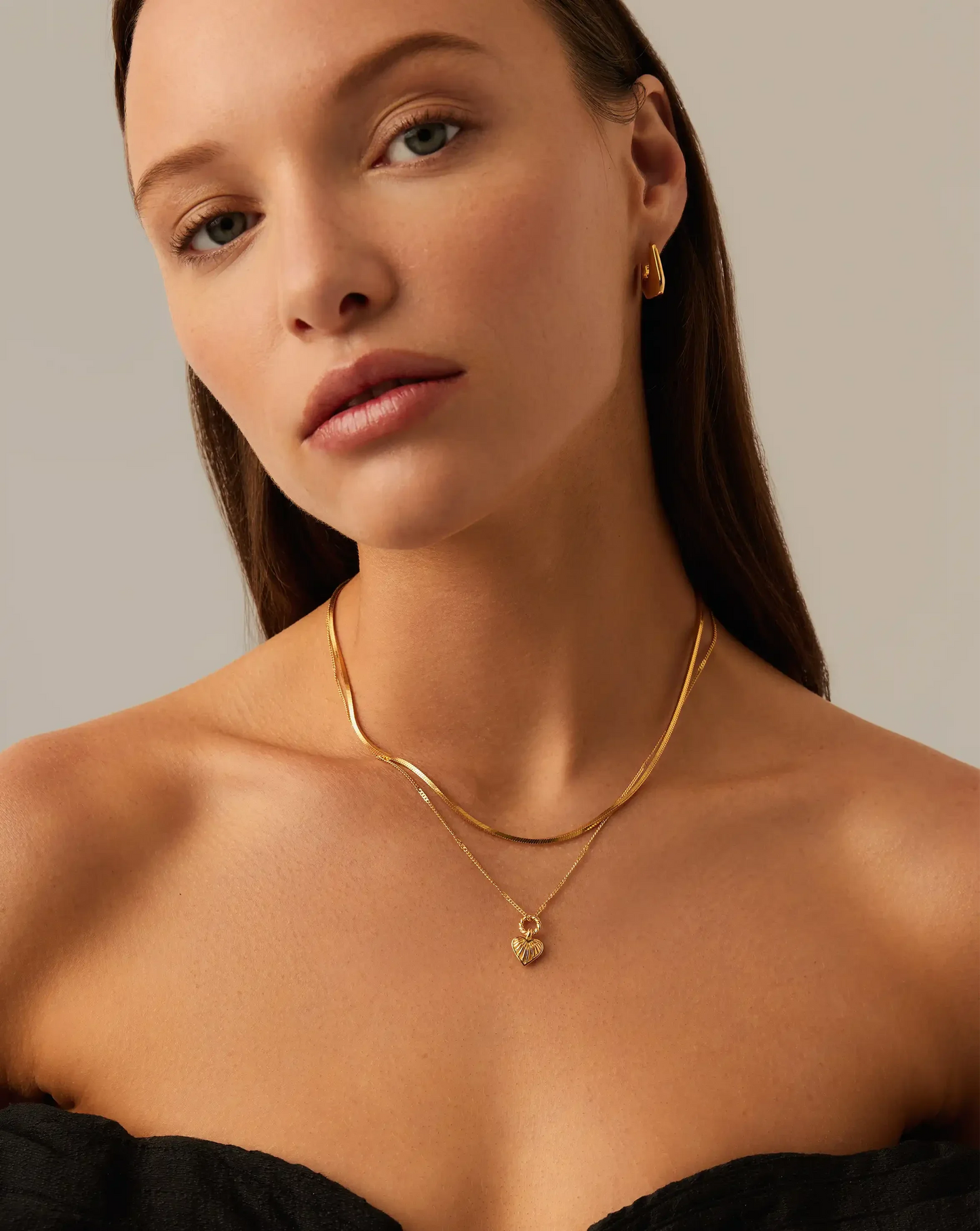 Mini Ridge Heart Charm Pendant Necklace | 18ct Gold Plated