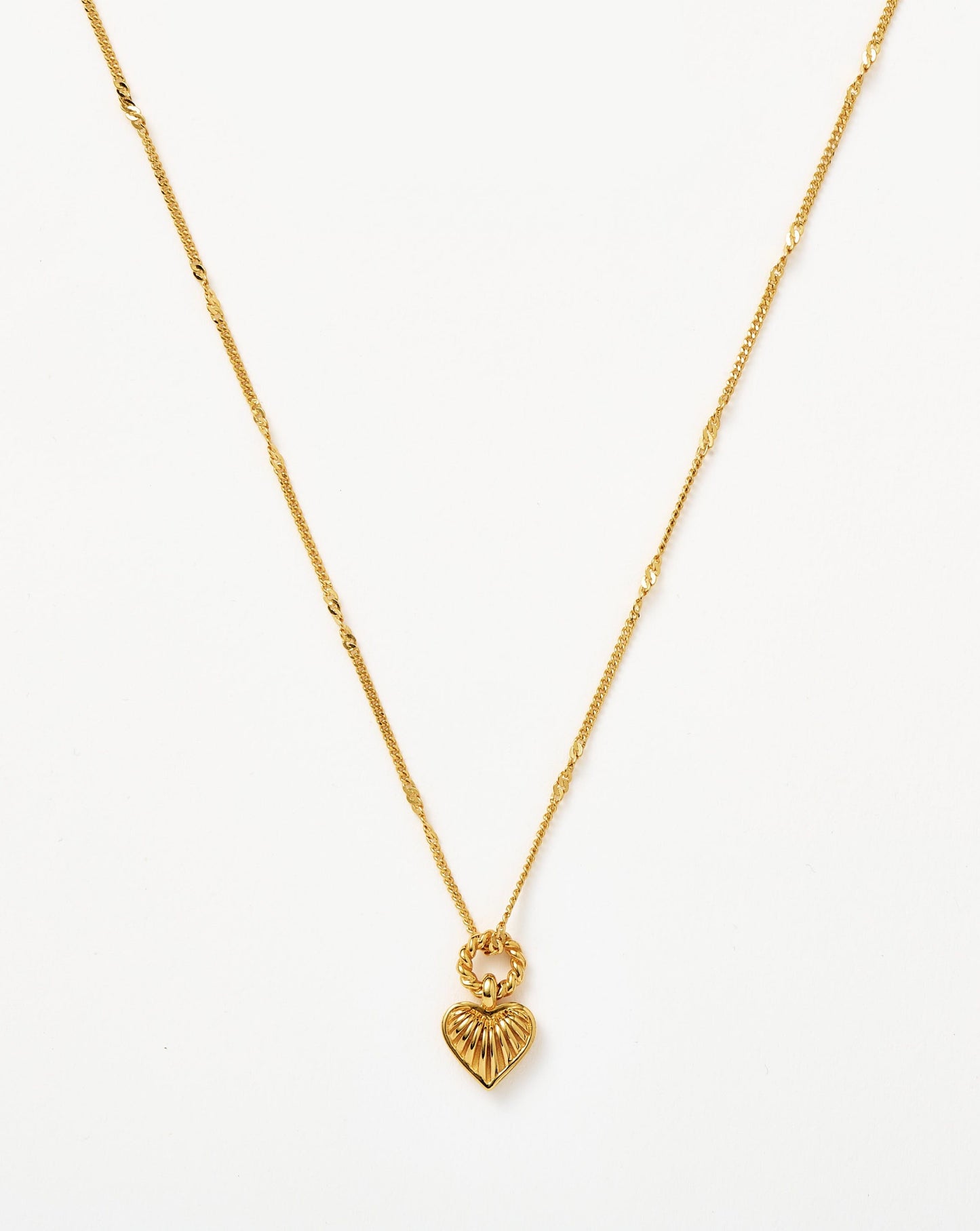 Mini Ridge Heart Charm Pendant Necklace | 18ct Gold Plated