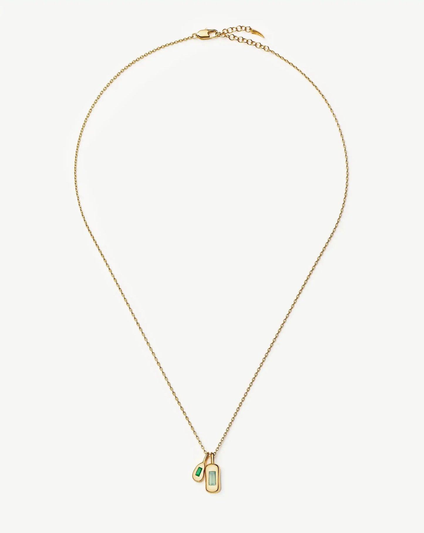 Molten Gemstone Bean Pendant Necklace | 18ct Gold Plated/Blue and Green Onyx