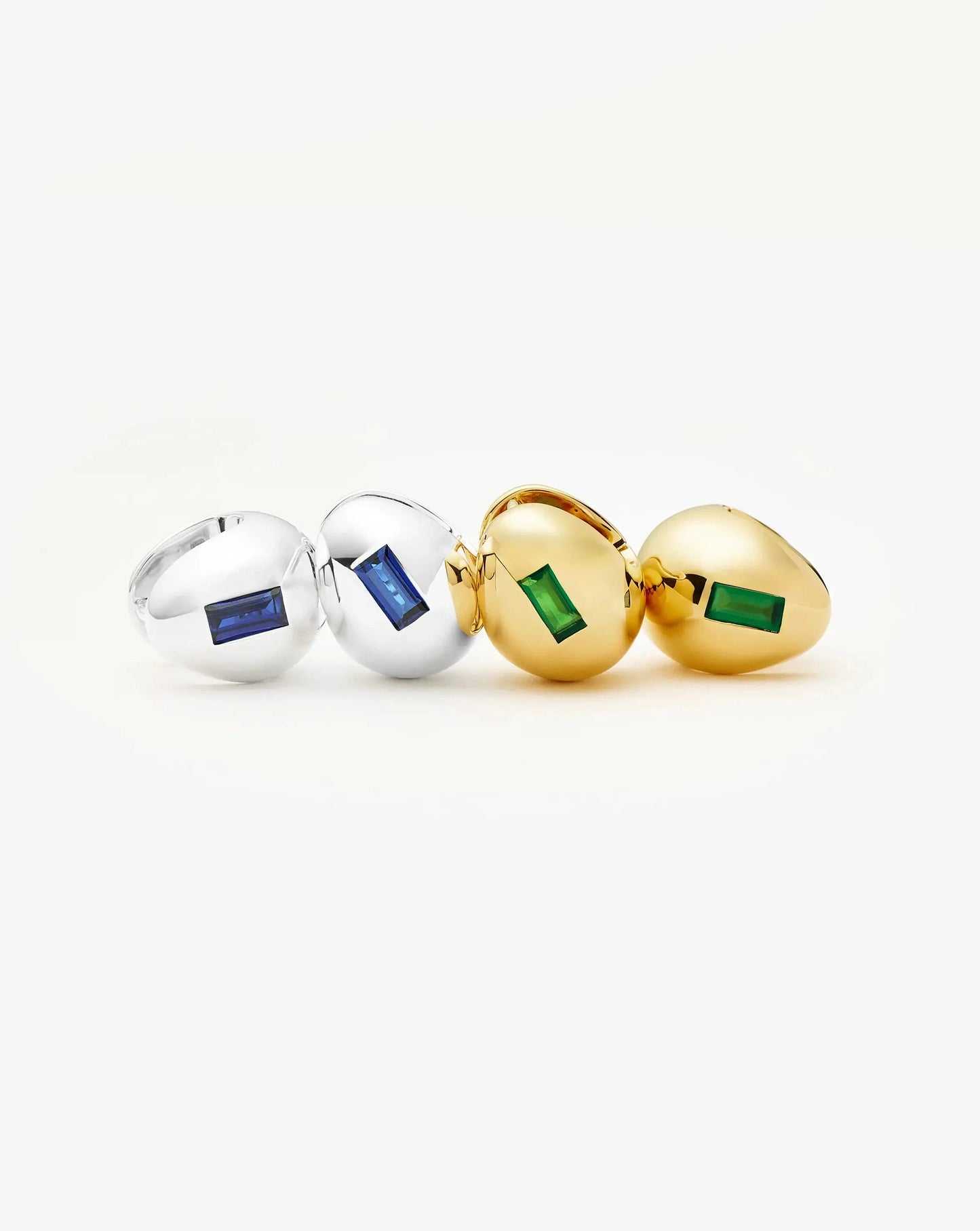 Molten Gemstone Dome Small Hoop Earrings | 18ct Gold Plated/Green Onyx
