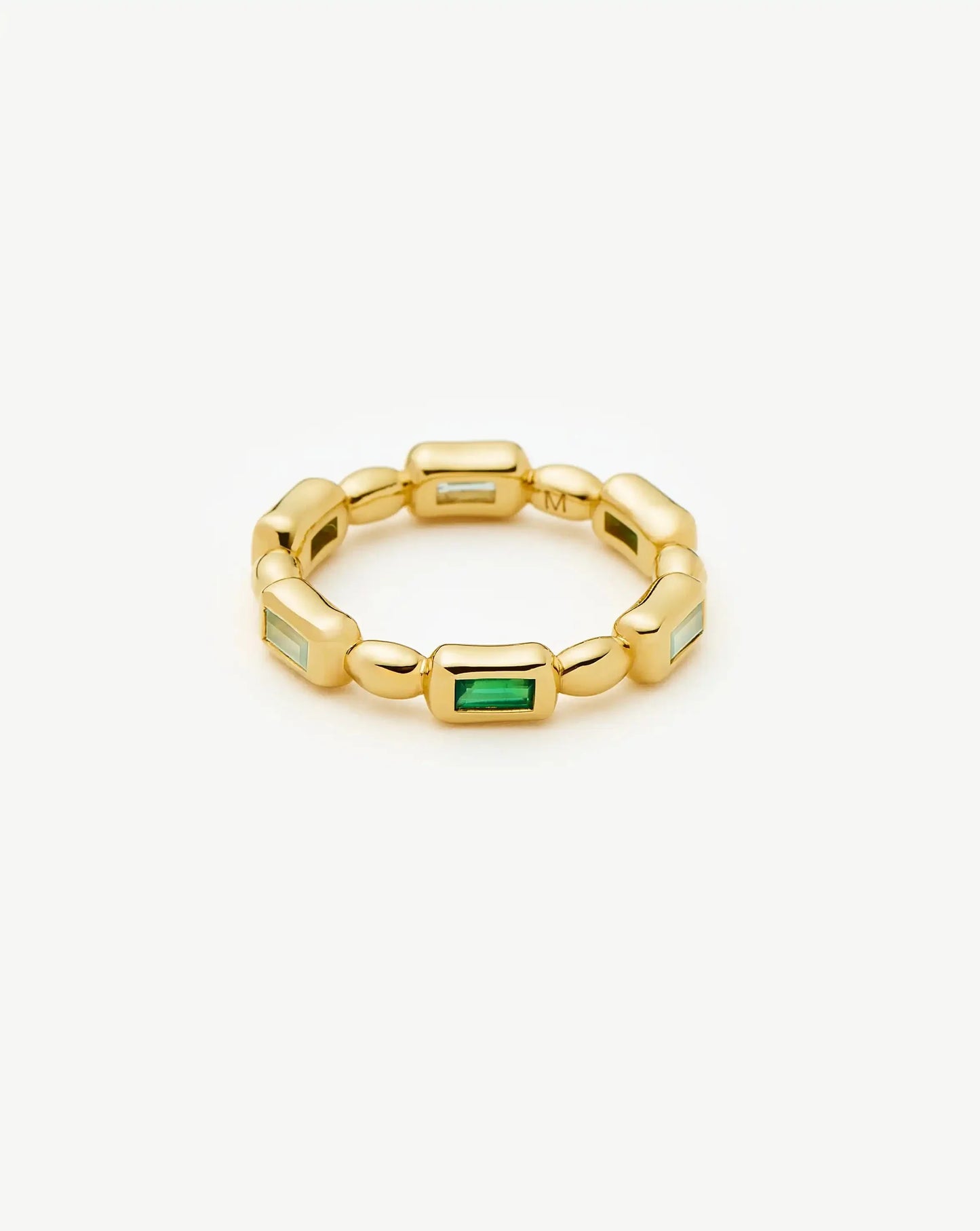 Molten Gemstone Stacking Ring | 18ct Gold Plated/Blue & Green Onyx