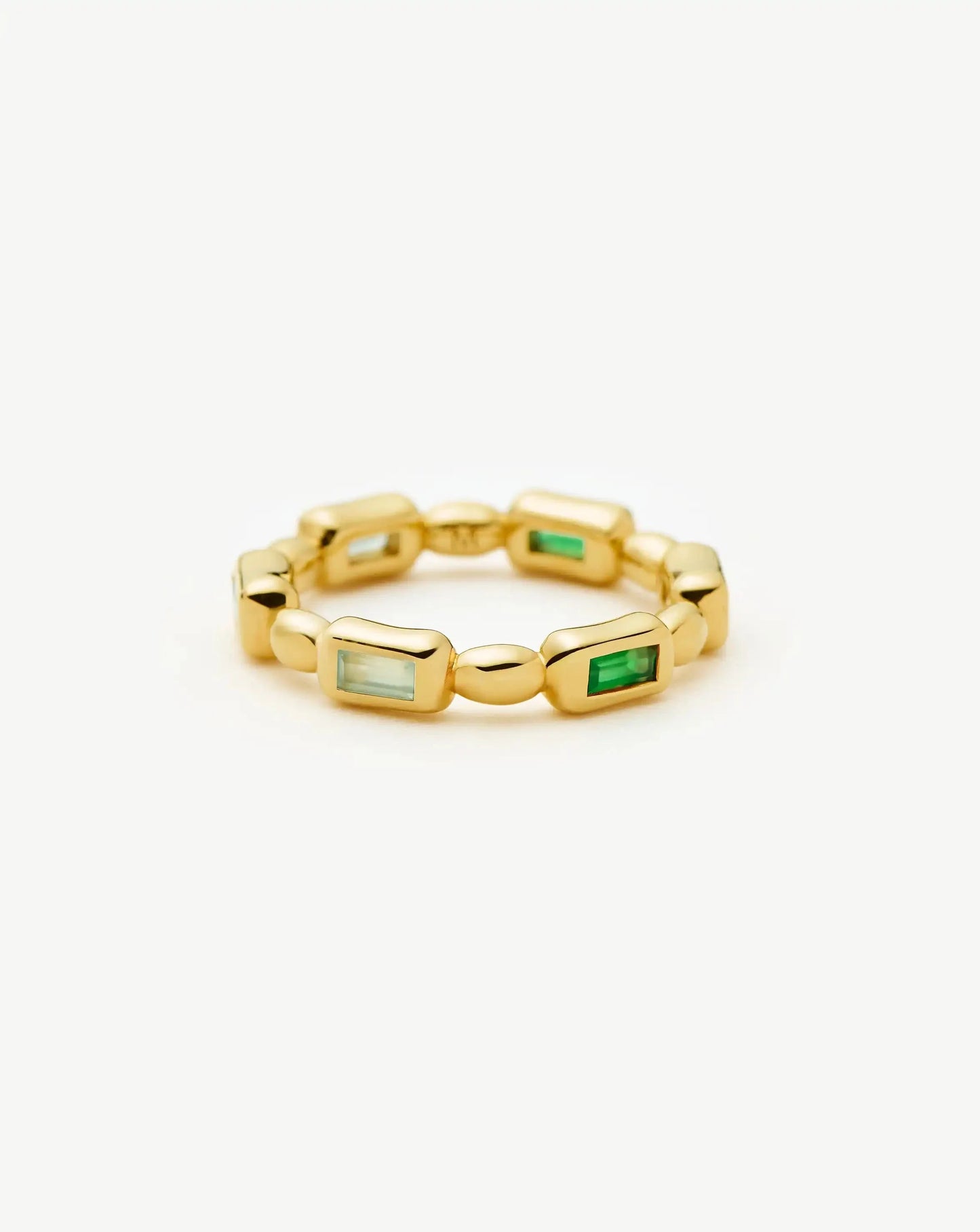 Molten Gemstone Stacking Ring | 18ct Gold Plated/Blue & Green Onyx