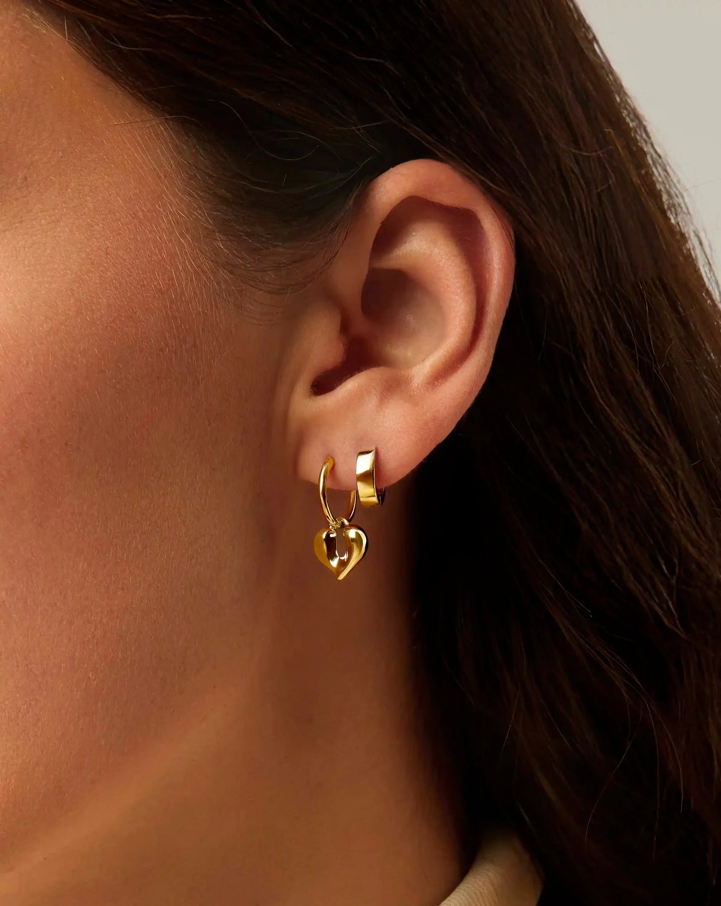 Molten Heart Charm Hoop Earrings | 18ct Gold Vermeil
