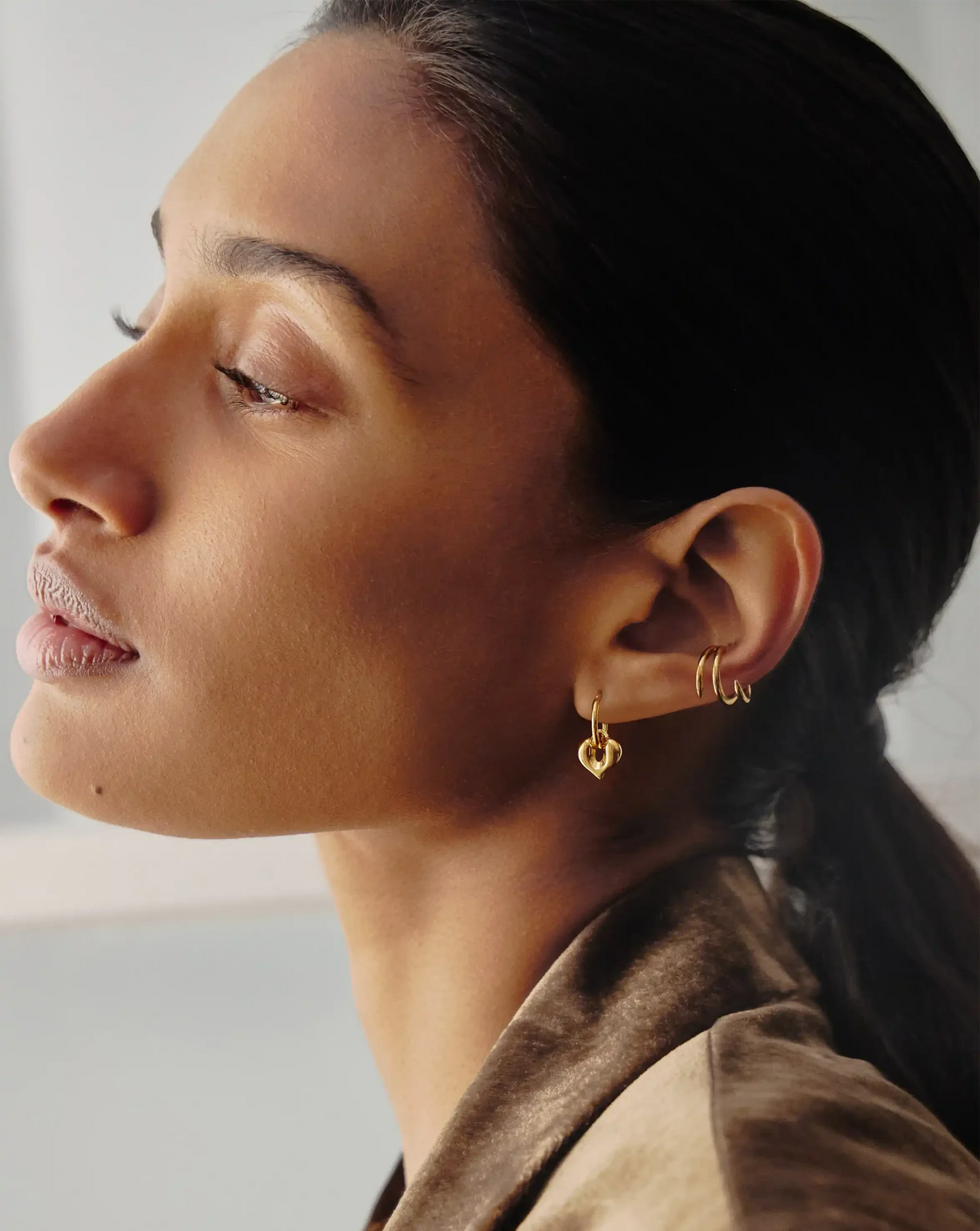 Molten Heart Charm Hoop Earrings | 18ct Gold Vermeil
