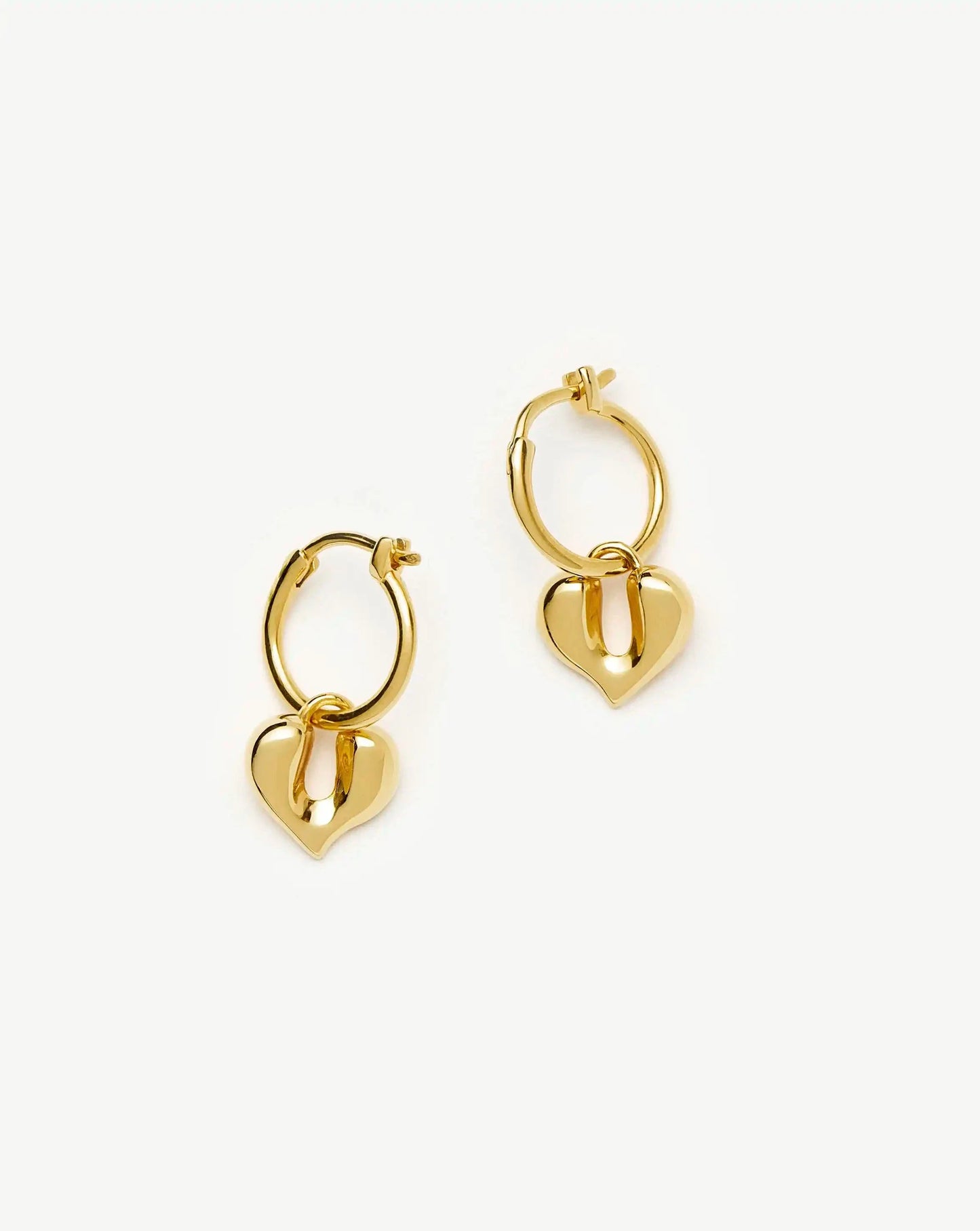 Molten Heart Charm Hoop Earrings | 18ct Gold Vermeil