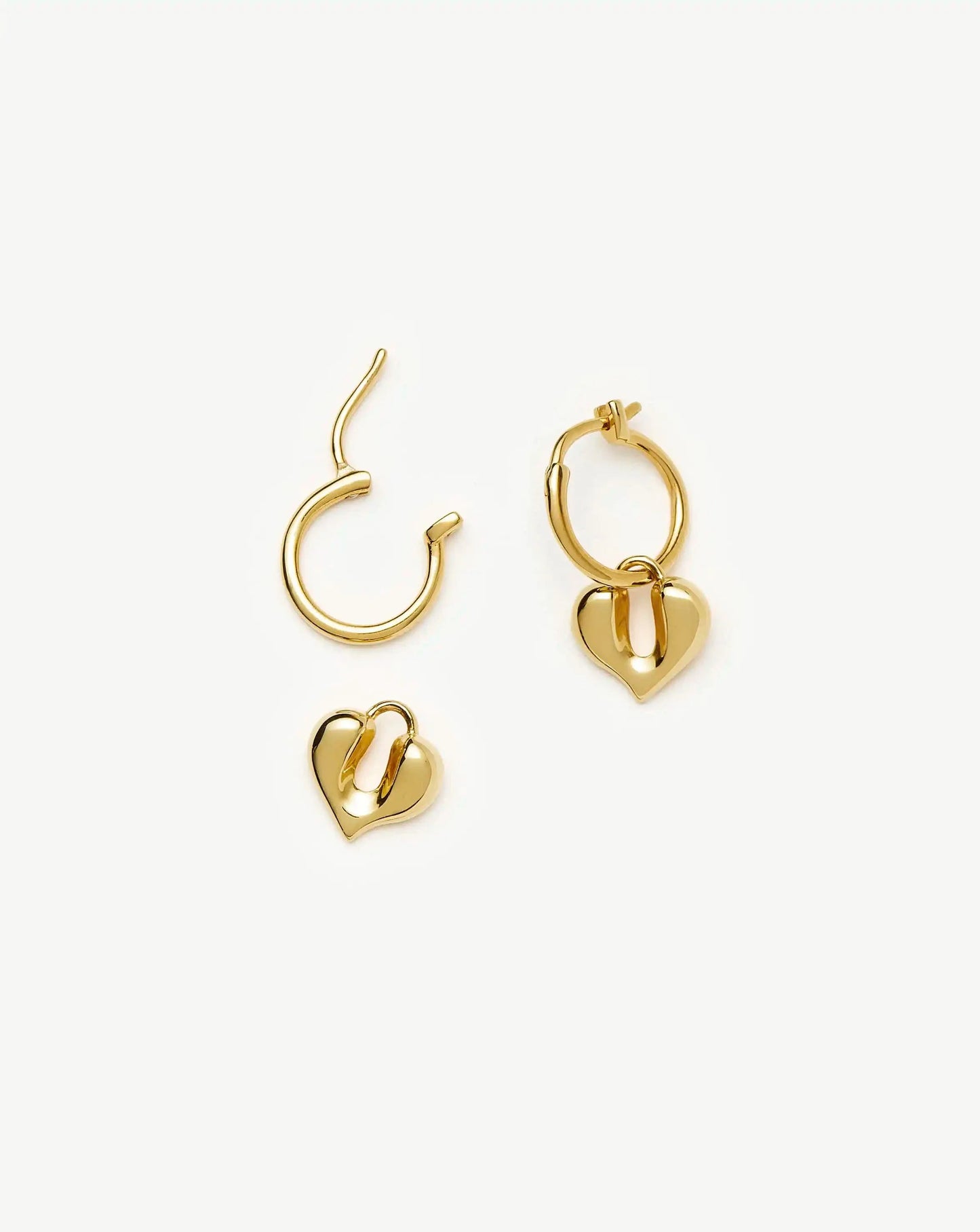 Molten Heart Charm Hoop Earrings | 18ct Gold Vermeil