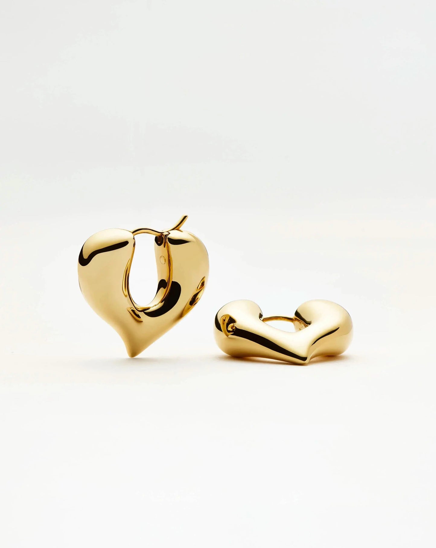 Molten Heart Medium Hoop Earrings | 18ct Gold Plated