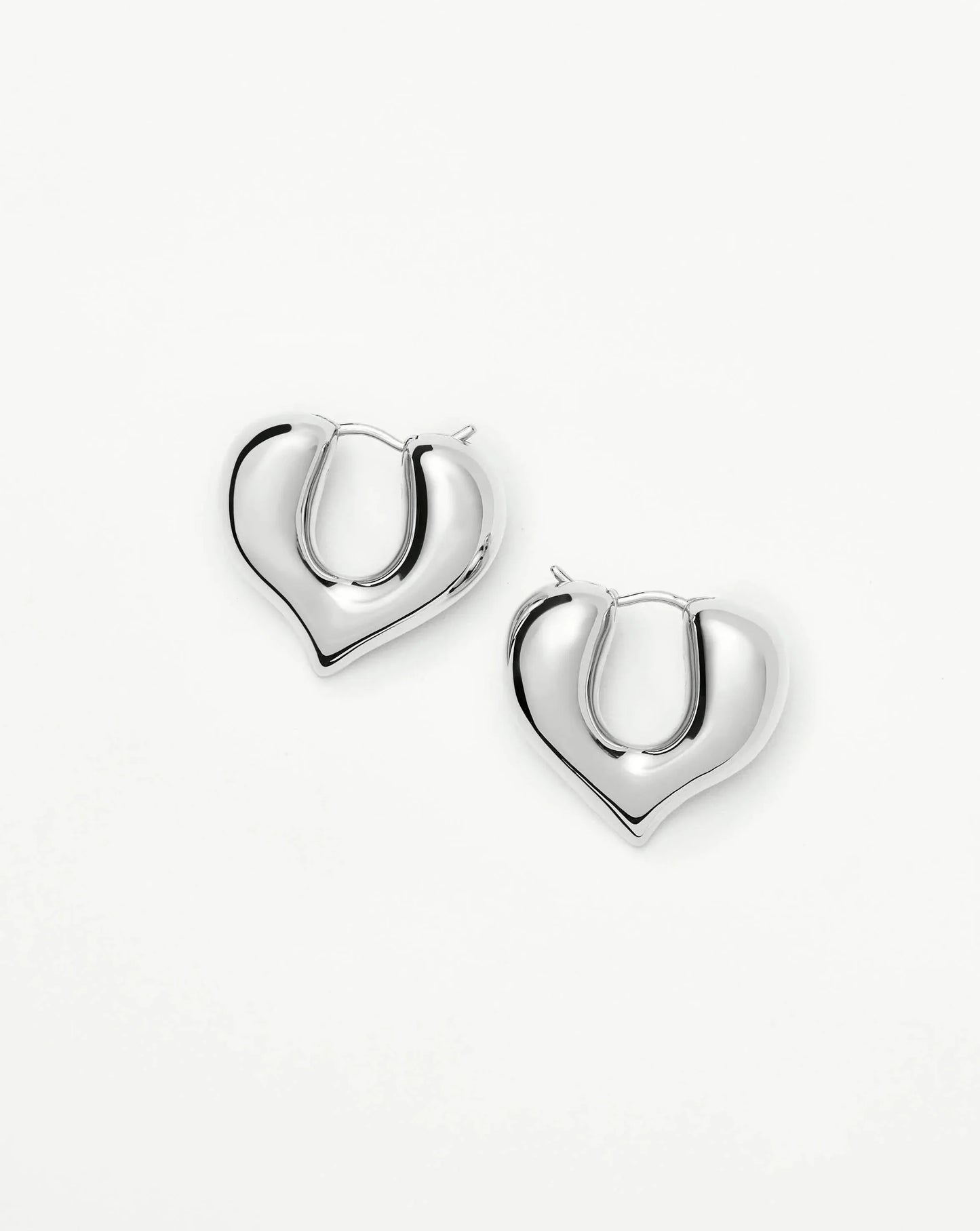 Molten Heart Medium Hoop Earrings | Silver Plated