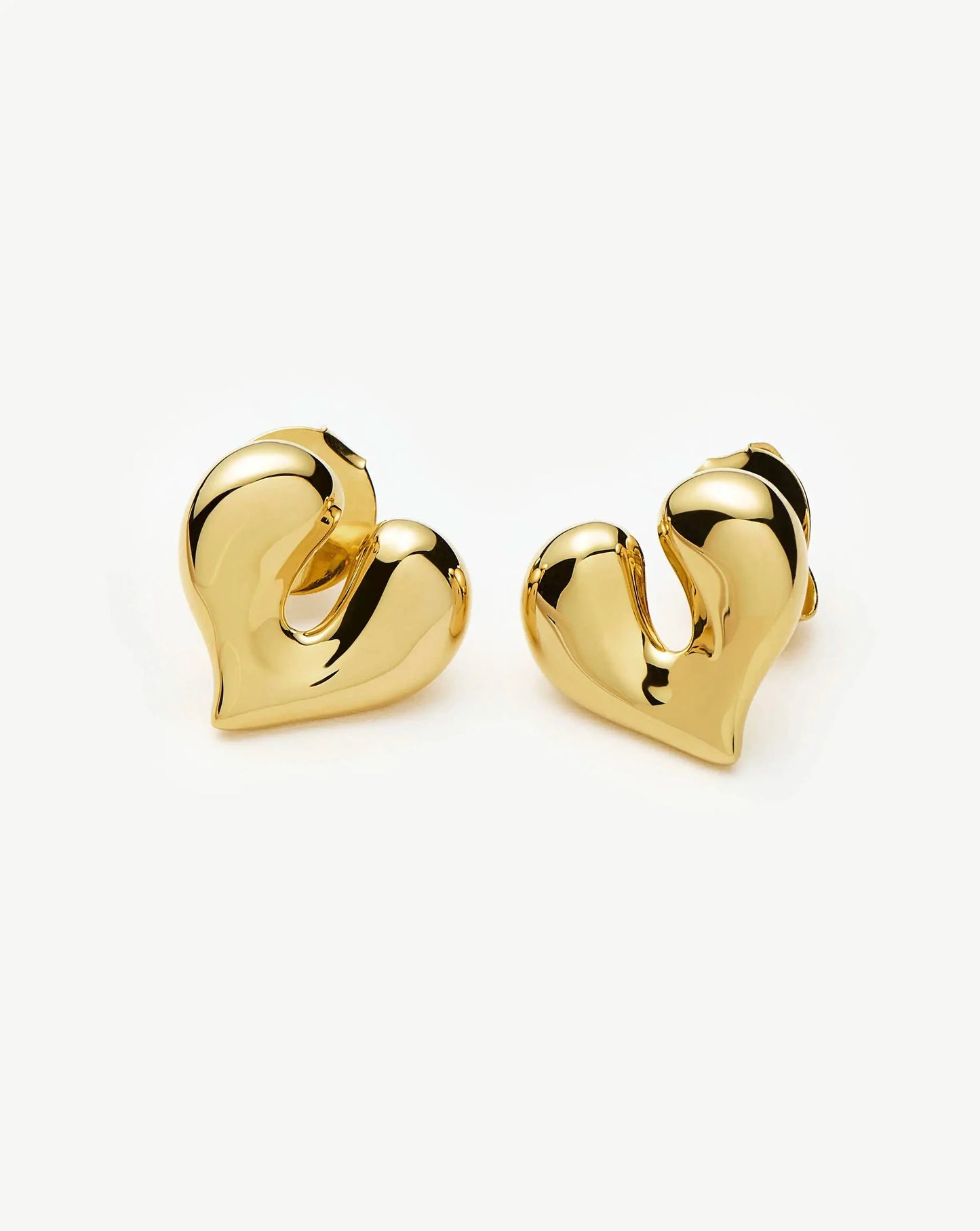 Molten Heart Stud Earrings | 18ct Gold Plated