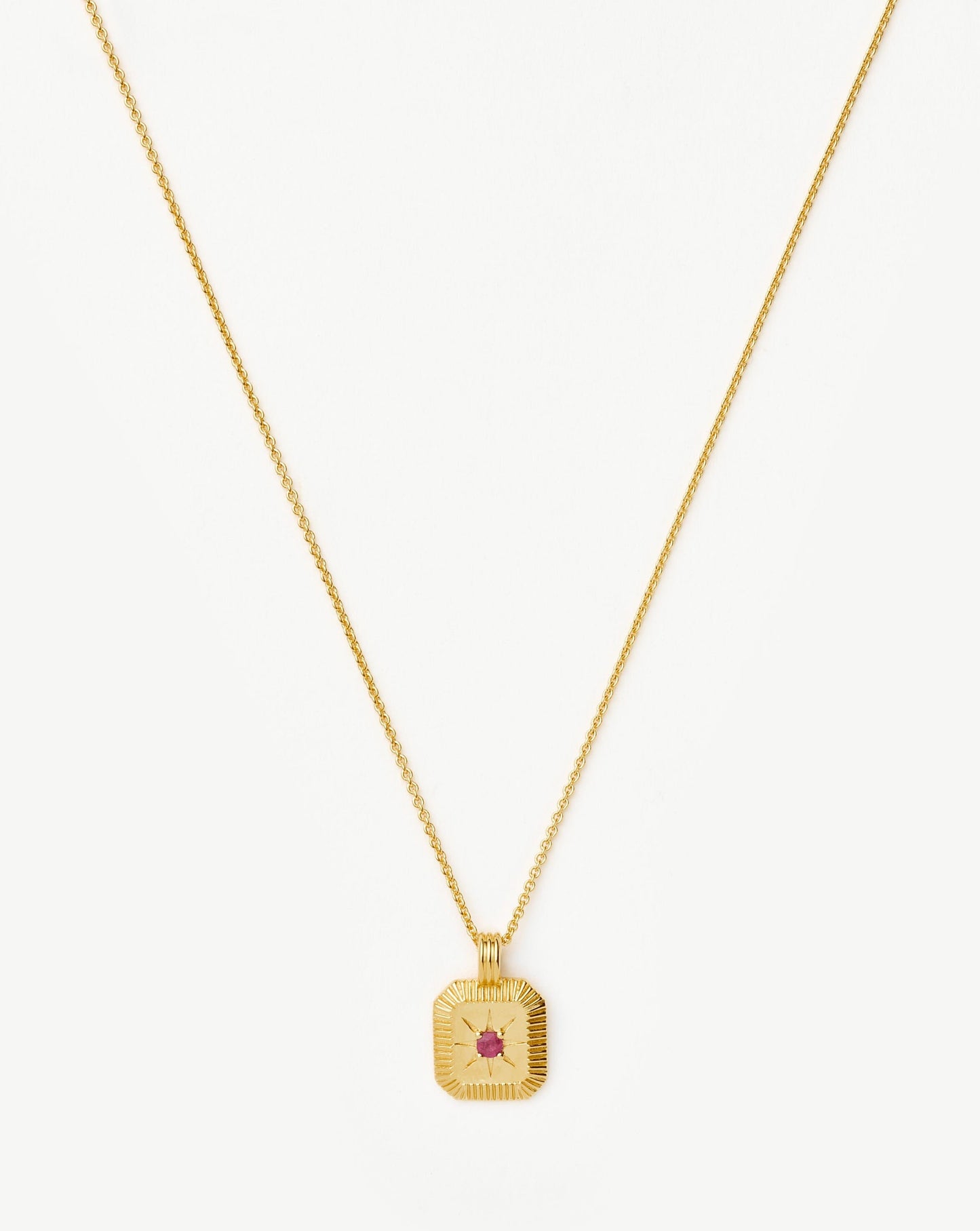 July Birthstone Pendant Necklace | 18ct Gold Vermeil/Glass Filled Ruby