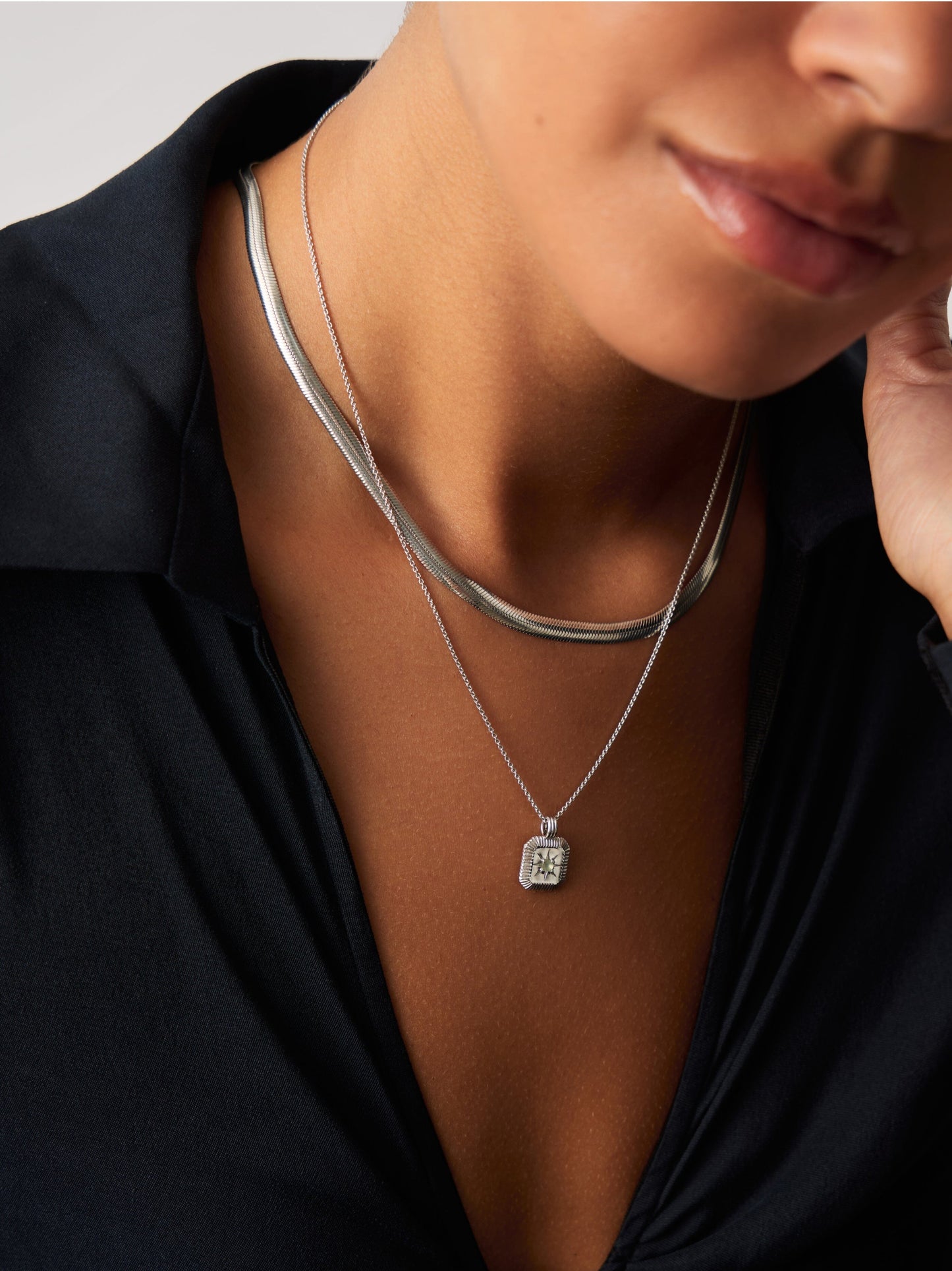March Birthstone Pendant Necklace | Dyed Aqua Chalcedony/Sterling Silver