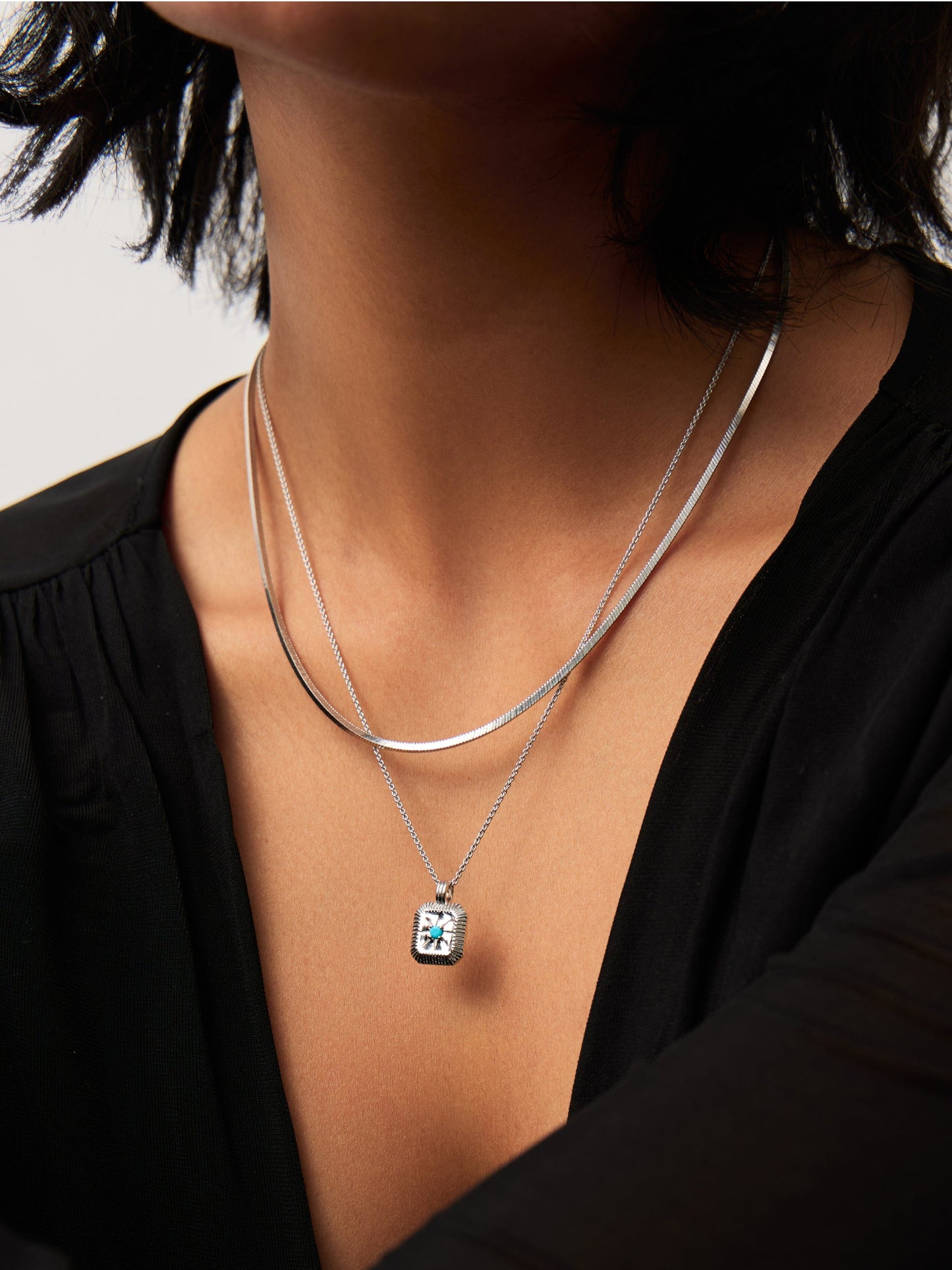 December Birthstone Pendant Necklace | Dyed Turquoise Magnesite/Sterling Silver