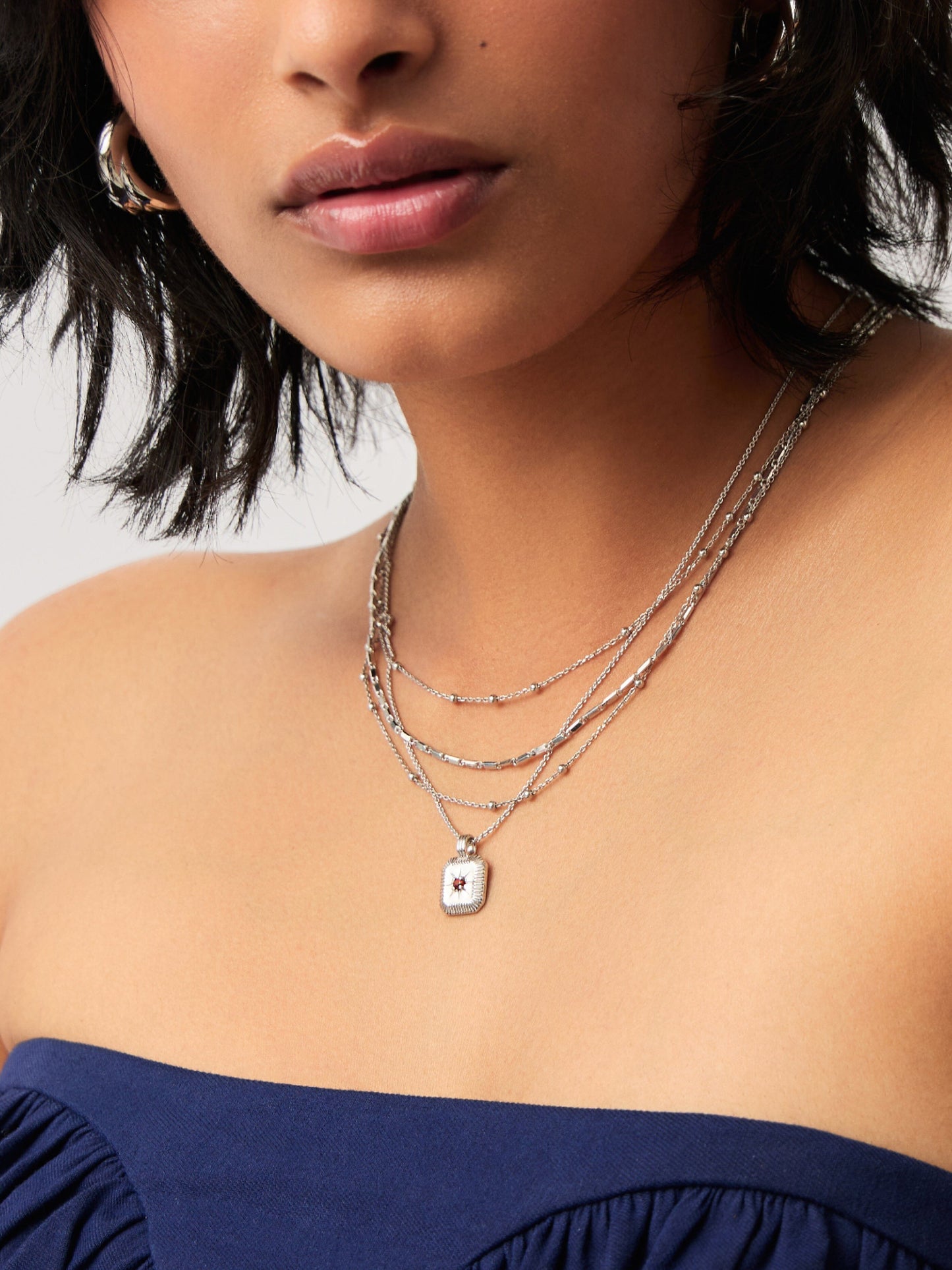 January Birthstone Pendant Necklace | Garnet/Sterling Silver