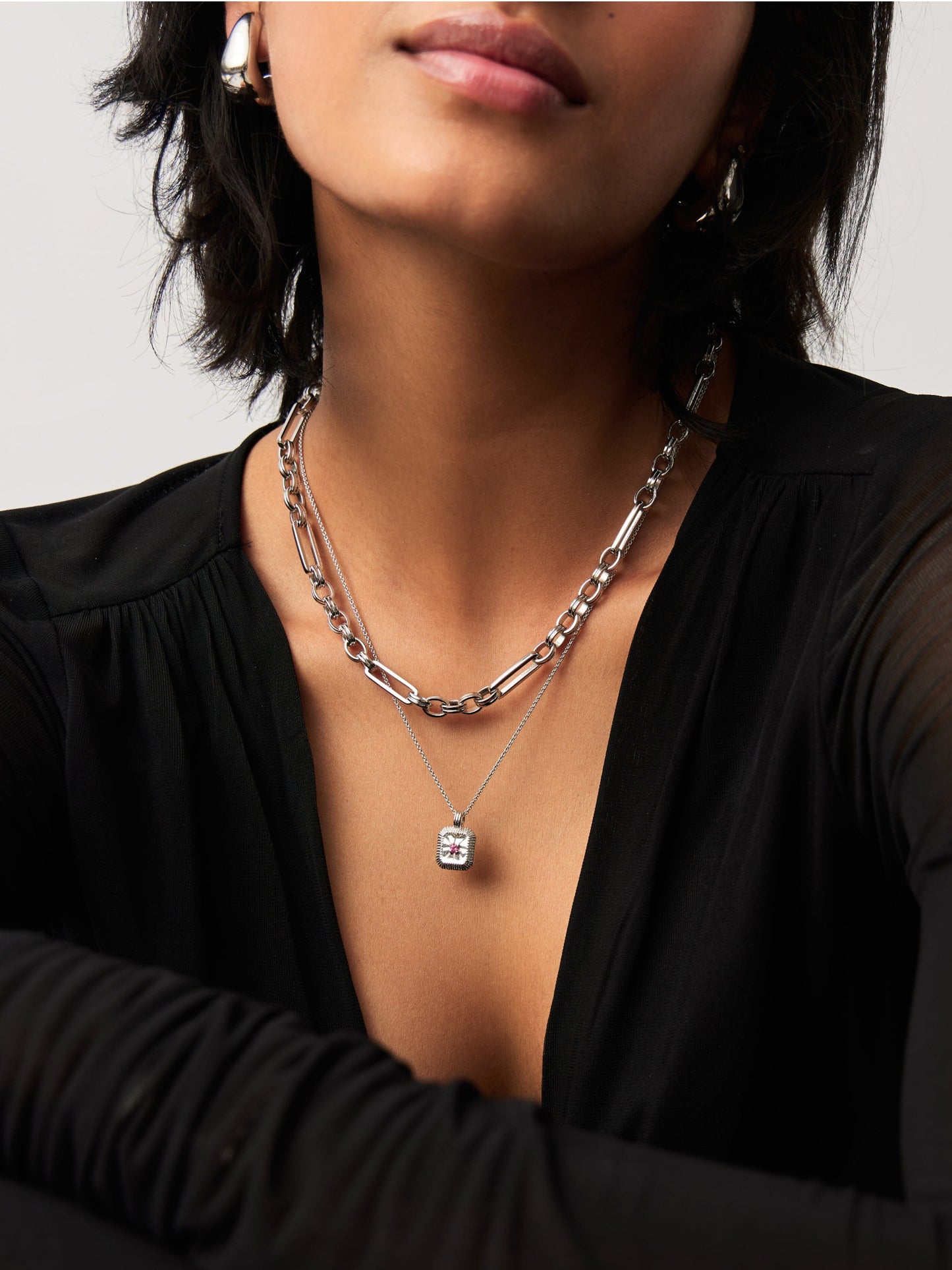 July Birthstone Pendant Necklace | Silver Plated/Ruby