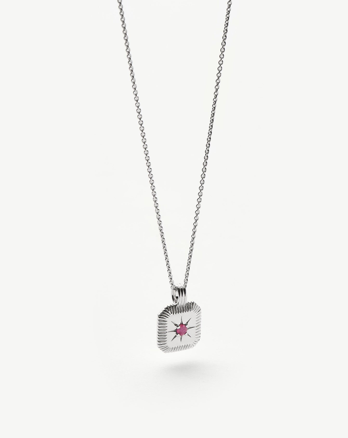July Birthstone Pendant Necklace | Silver Plated/Ruby